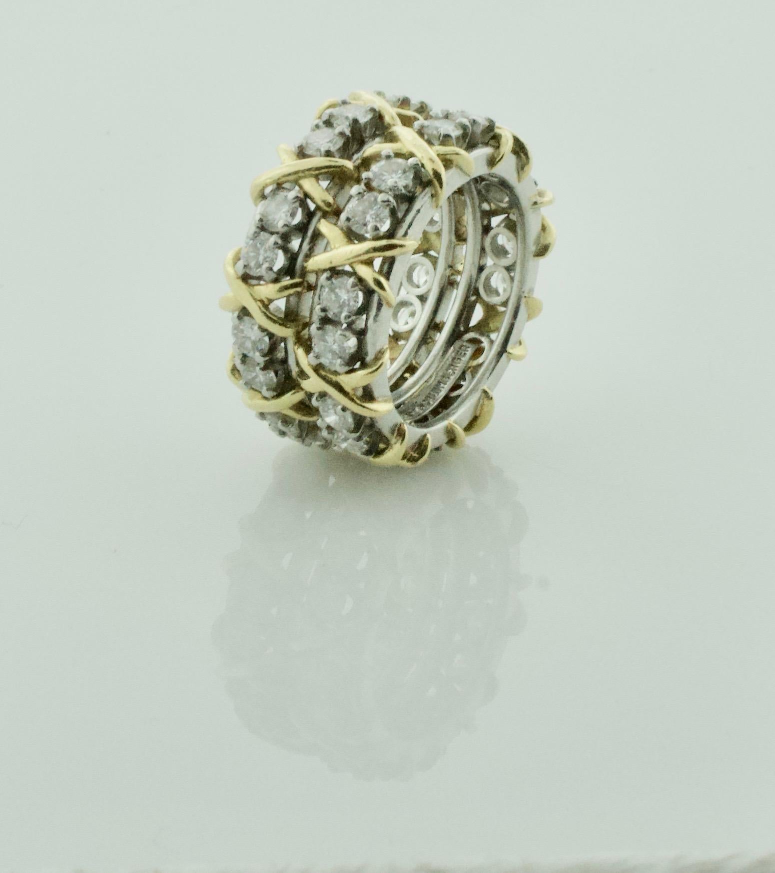 2 Jean Schlumberger by Tiffany Diamant à seize pierres  Bagues en platine et 18 carats en vente 2