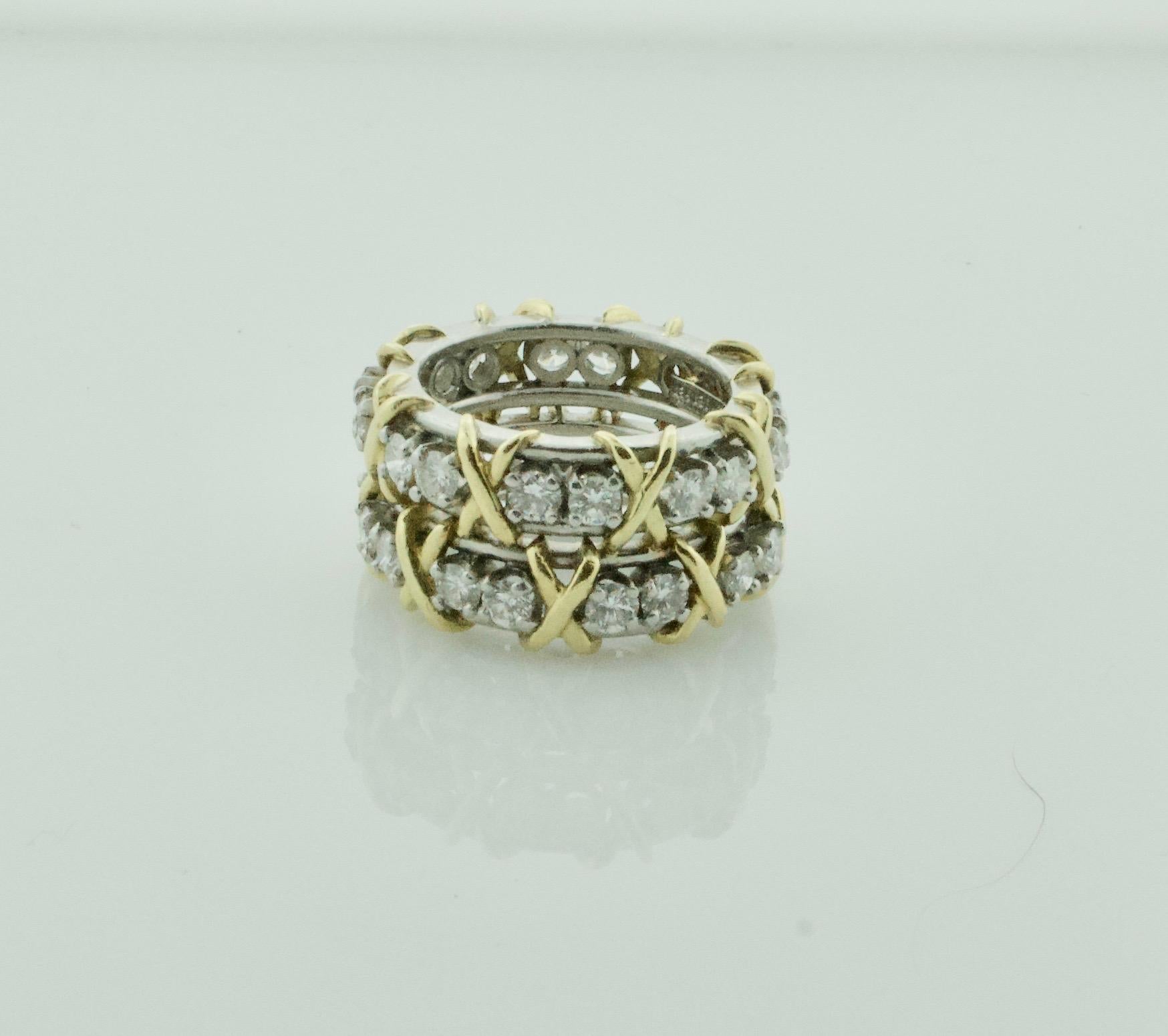 2 Jean Schlumberger by Tiffany Diamant à seize pierres  Bagues en platine et 18 carats en vente 3