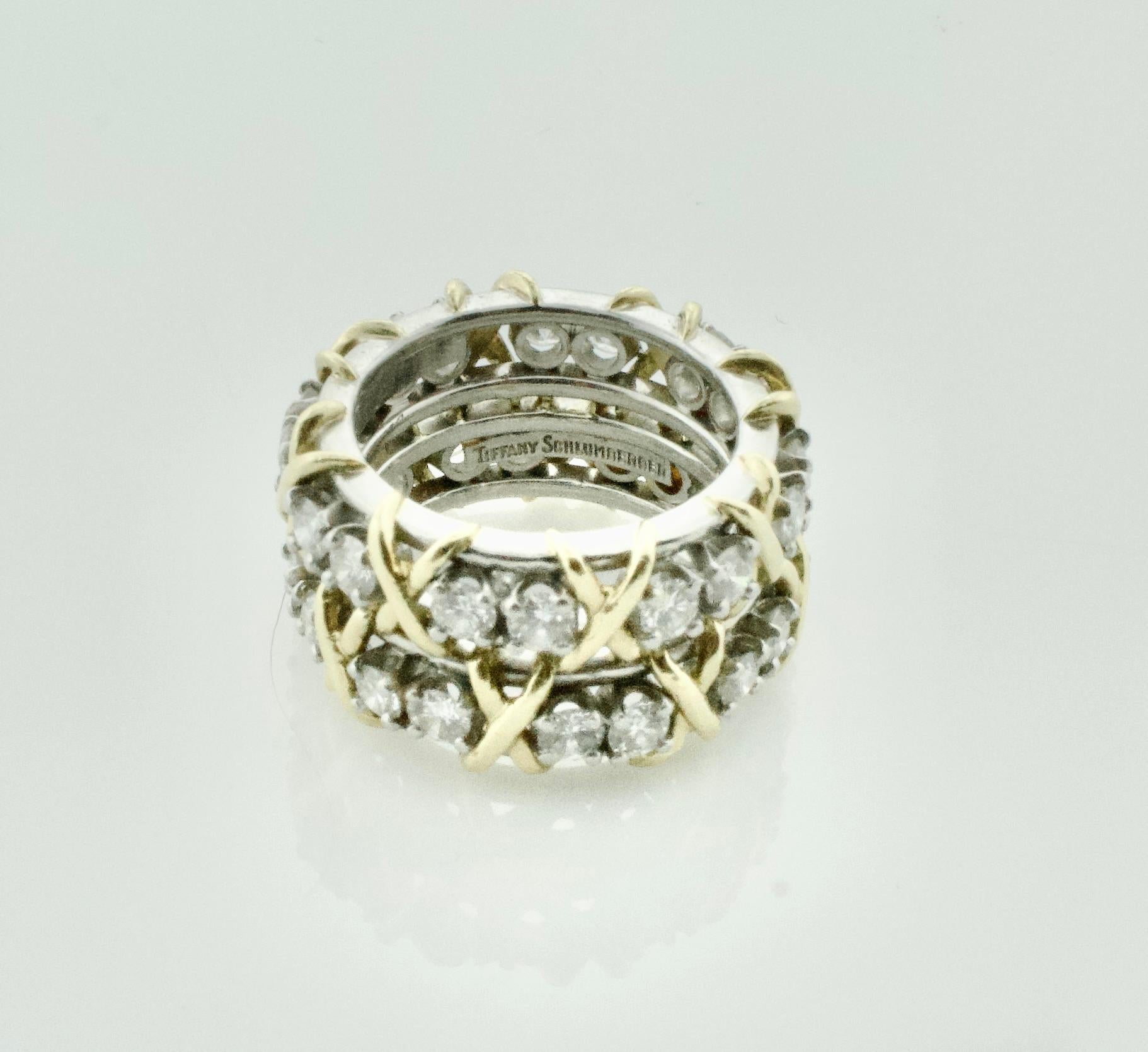 2 Jean Schlumberger by Tiffany Diamant à seize pierres  Bagues en platine et 18 carats en vente 4