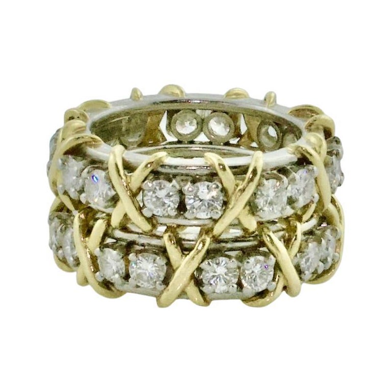 2 Jean Schlumberger by Tiffany Sixteen Stone Diamond  Anelli in platino e 18 carati