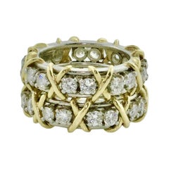 2 Jean Schlumberger by Tiffany Sixteen Stone Diamond  Rings in Platinum and 18k