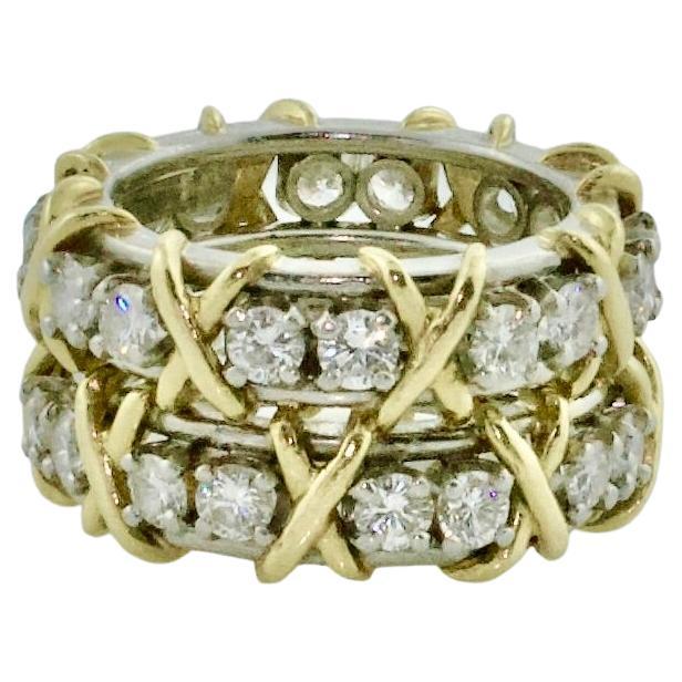 2 Jean Schlumberger by Tiffany Diamant à seize pierres  Bagues en platine et 18 carats