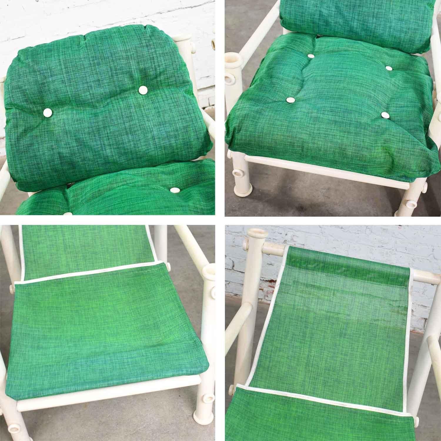 2 Jerry Johnson Landes PVC Outdoor Idyllwild Lounge Chairs Green Mesh Upholstery For Sale 1