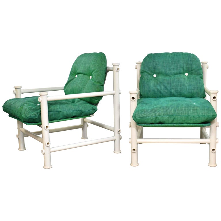 2 Jerry Johnson Landes Pvc Outdoor Idyllwild Lounge Chairs Green Mesh Upholstery For At 1stdibs - Pvc Outdoor Patio Chairs