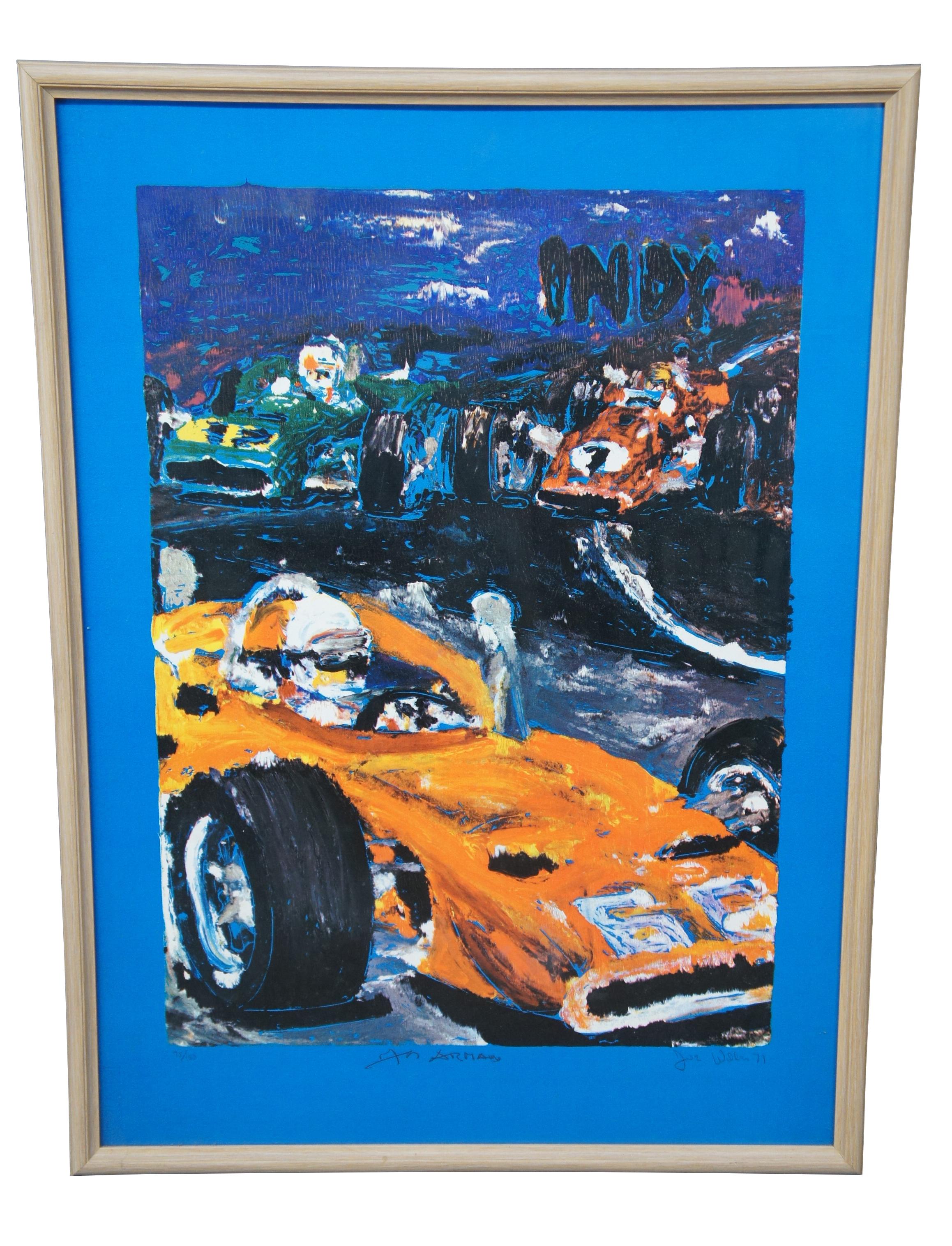 Expressionniste 2 Lithographies de Joe Wilder Indy 500 Watkins du Glen Grand Prix de course automobile, 41 po. en vente