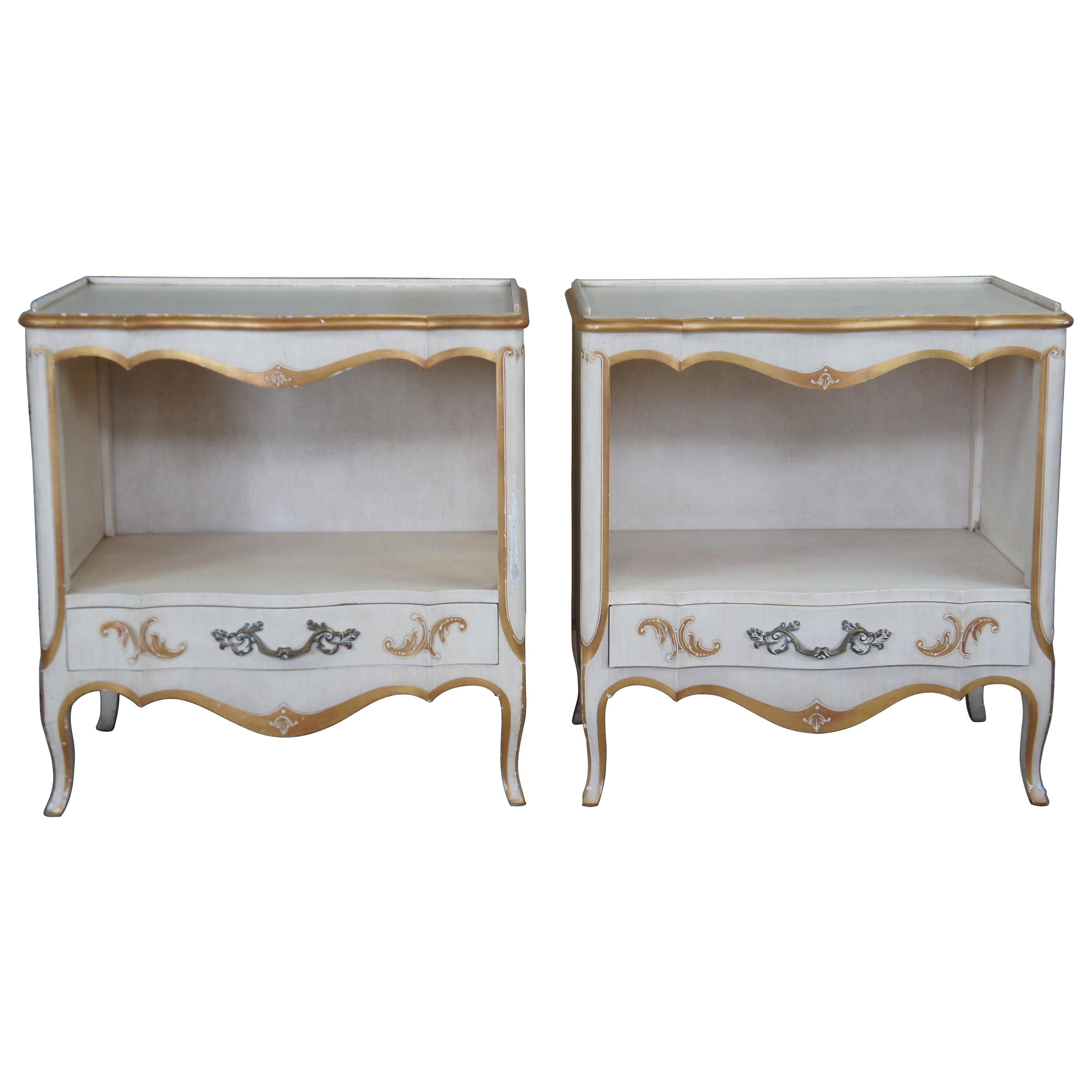 2 John Widdicomb French Provincial Nightstands Bed Side Table Italian Florentine