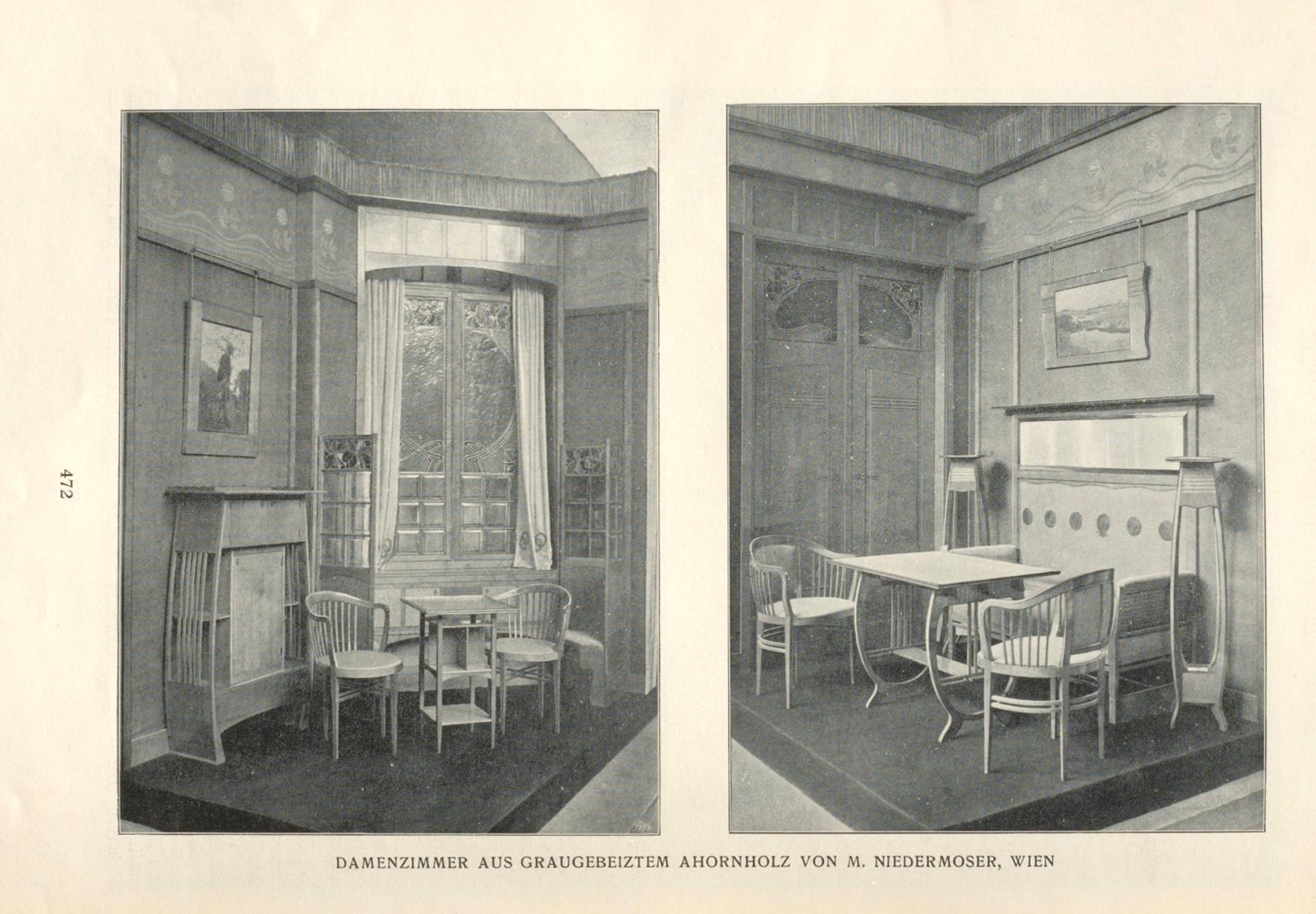 2 Jugendstil Armlehnstühle, Design von J.M.Olbrich / M. Niedermoser (Wien, 1899) im Angebot 4