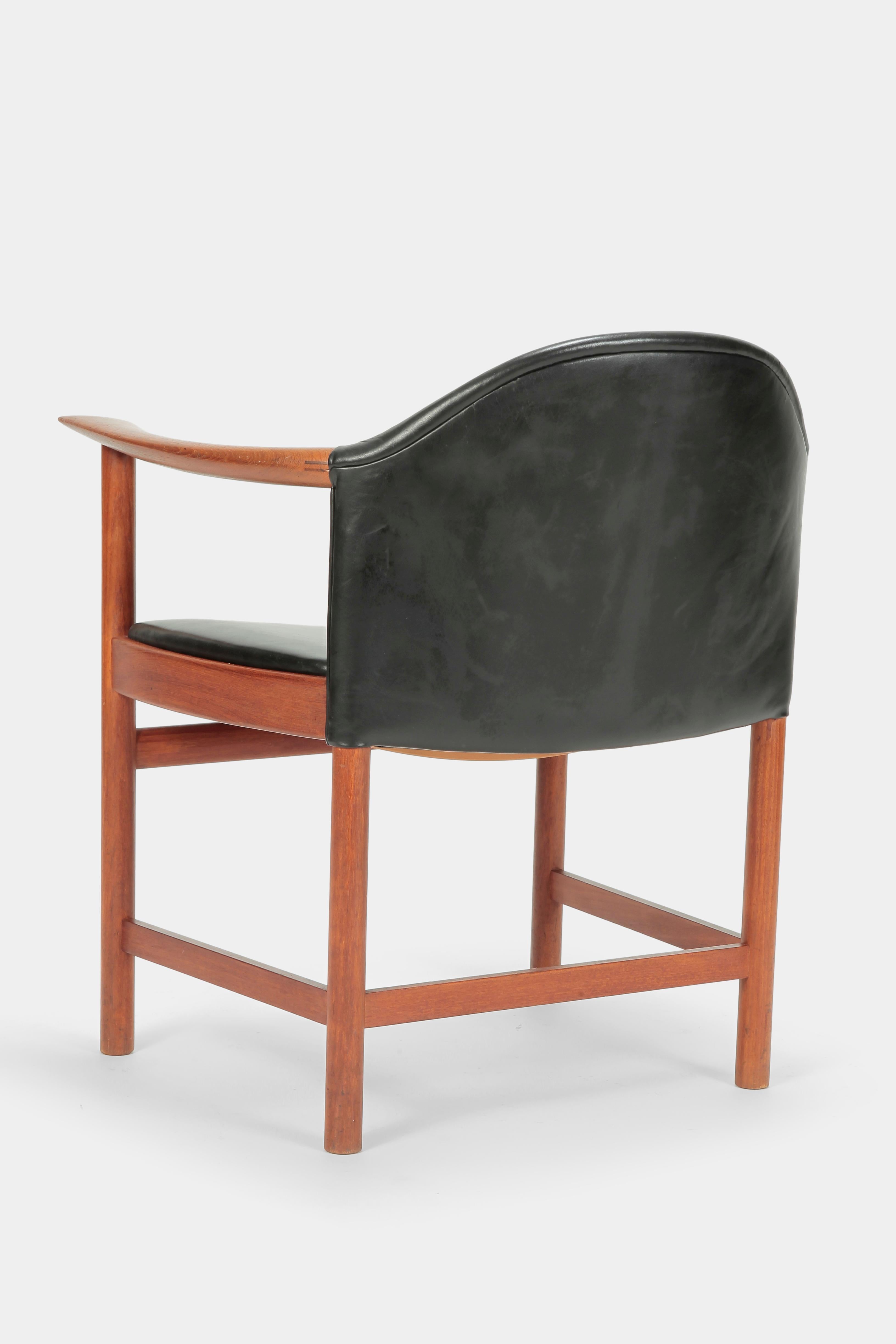 Leather 2 Kai Lyngfeldt Larsen Chairs Denmark, 1960s For Sale
