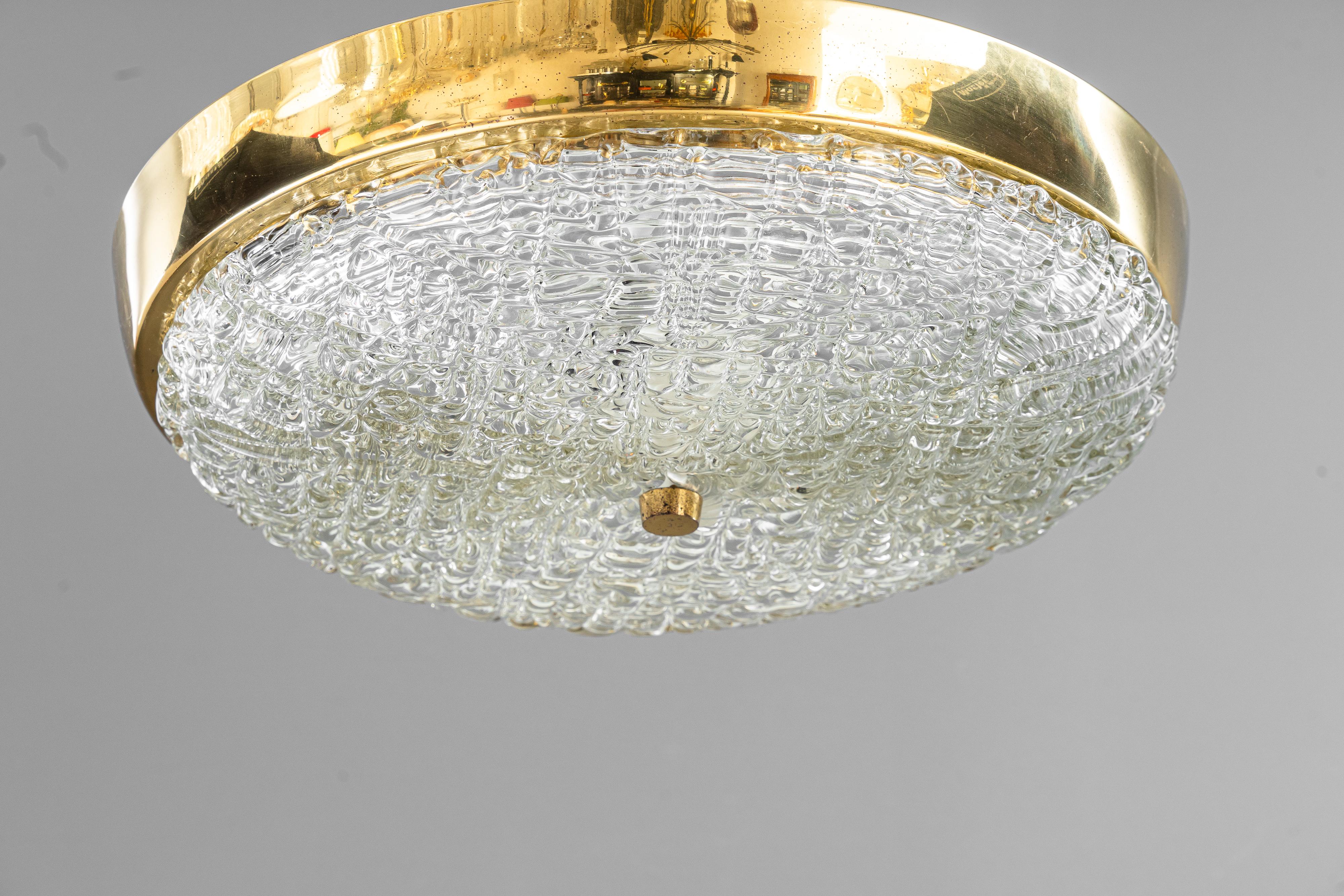 2 Kalmar ceiling lamps with structure glass vienna around 1920s For Sale 1