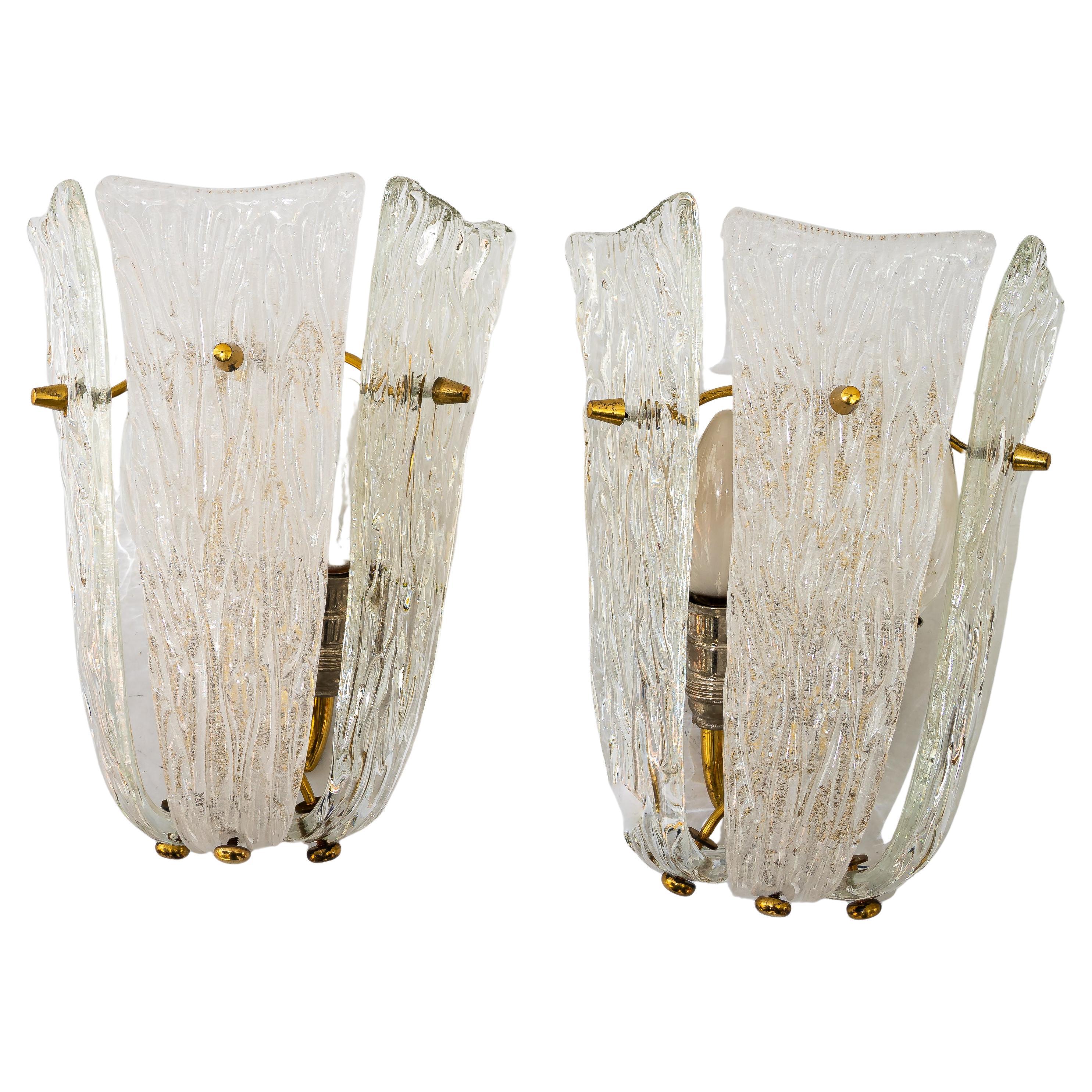2 Kalmar wall lamps with original glasses vienna around 1950s