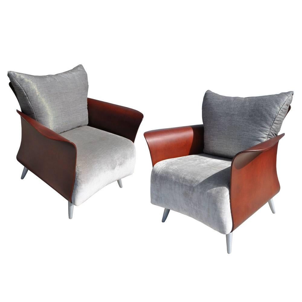 Two Keilhauer Belle Lounge Chairs Bentwood Tom HcHugh