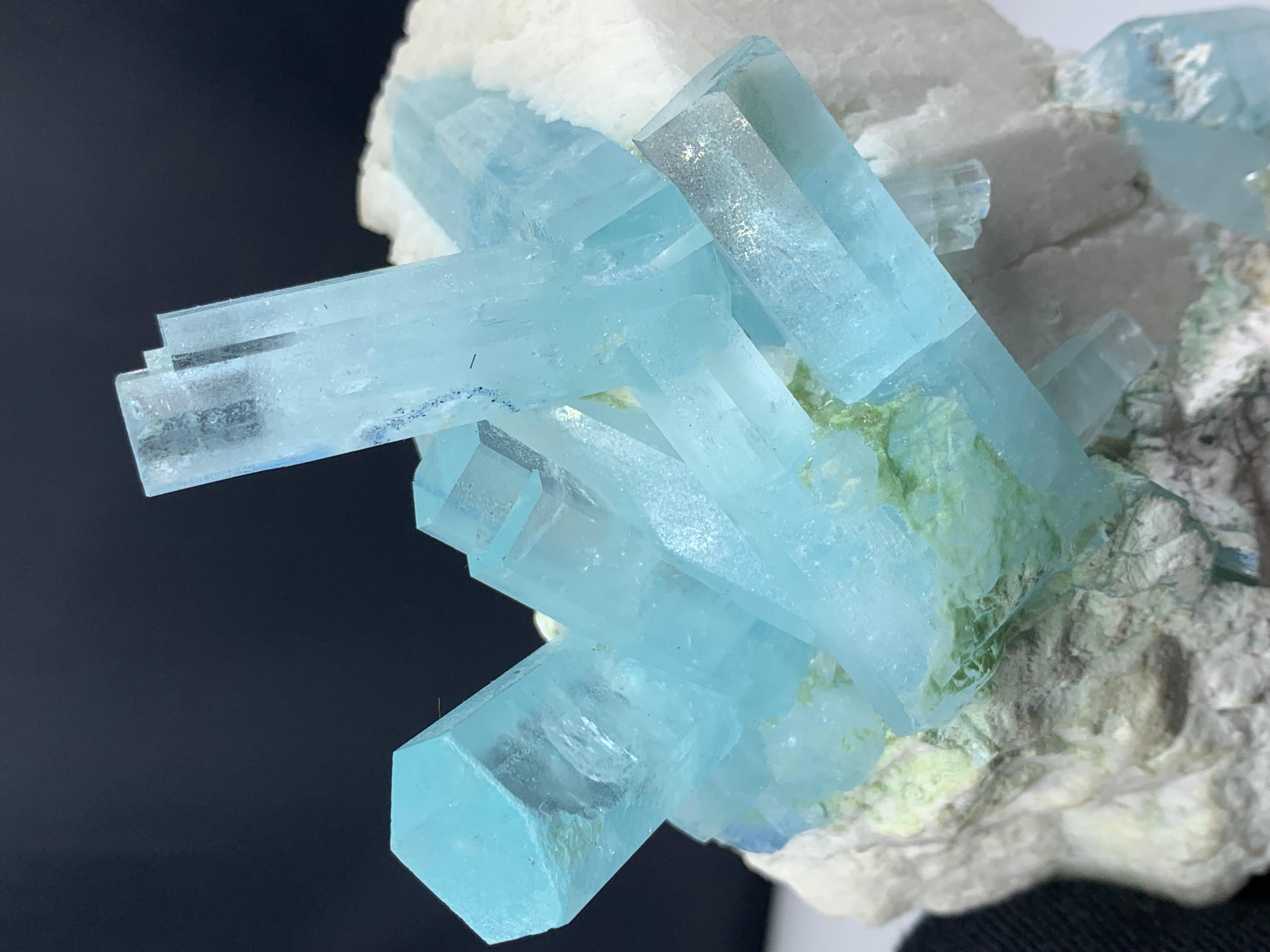 2 kg Plus Pretty Aquamarine Crystal Bunch Attach With Feldspar From Pakistan  For Sale 2