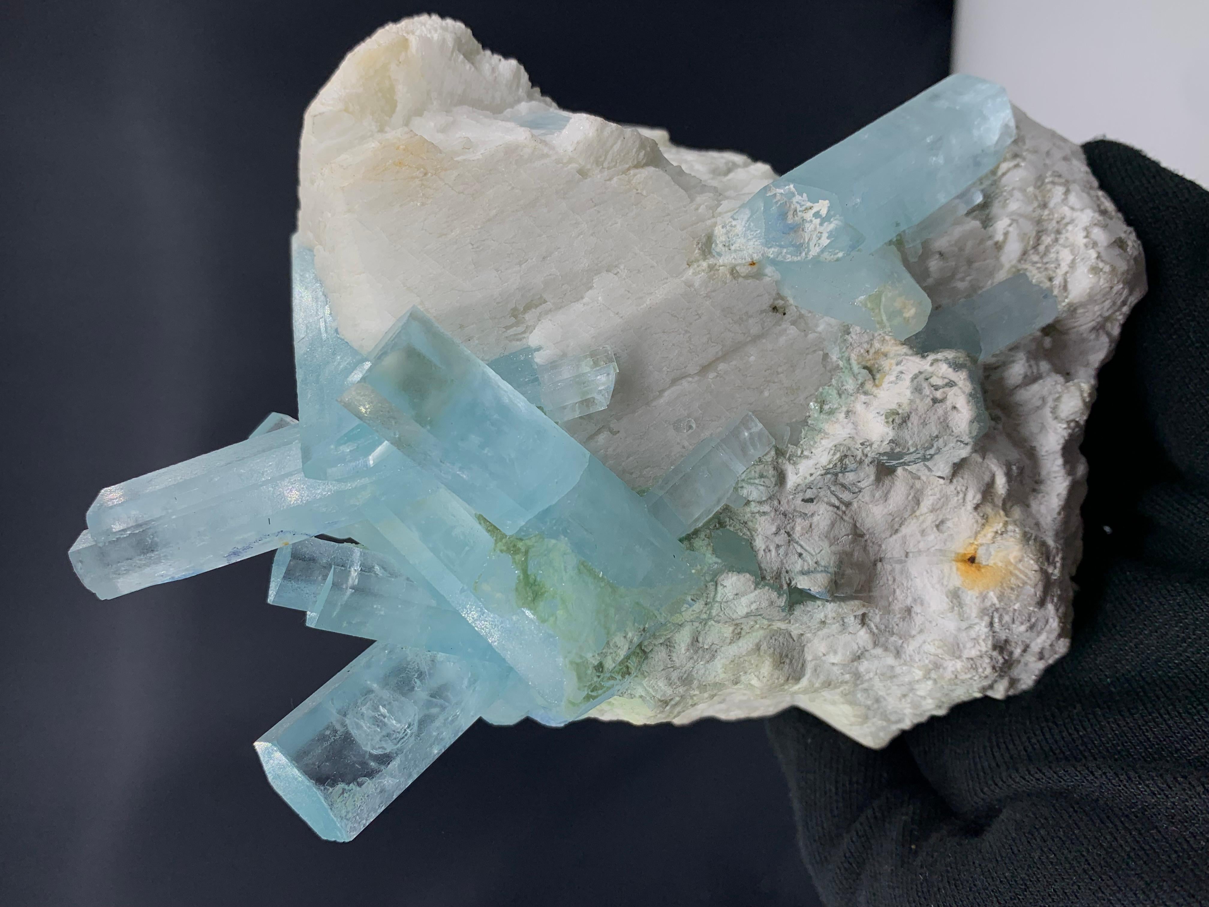 2 kg Plus Pretty Aquamarine Crystal Bunch Attach With Feldspar From Pakistan  For Sale 3