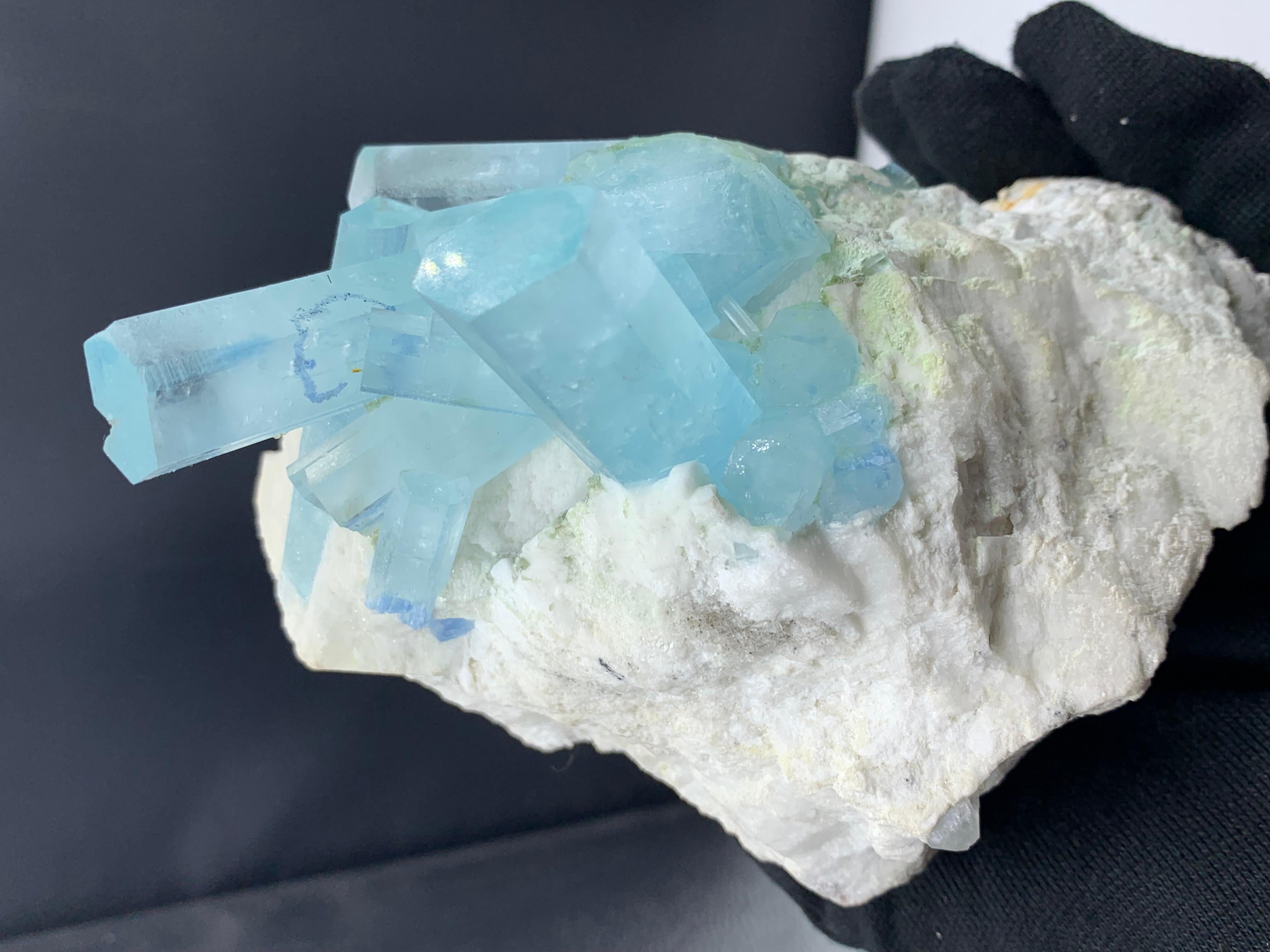 Other 2 kg Plus Pretty Aquamarine Crystal Bunch Attach With Feldspar From Pakistan  For Sale