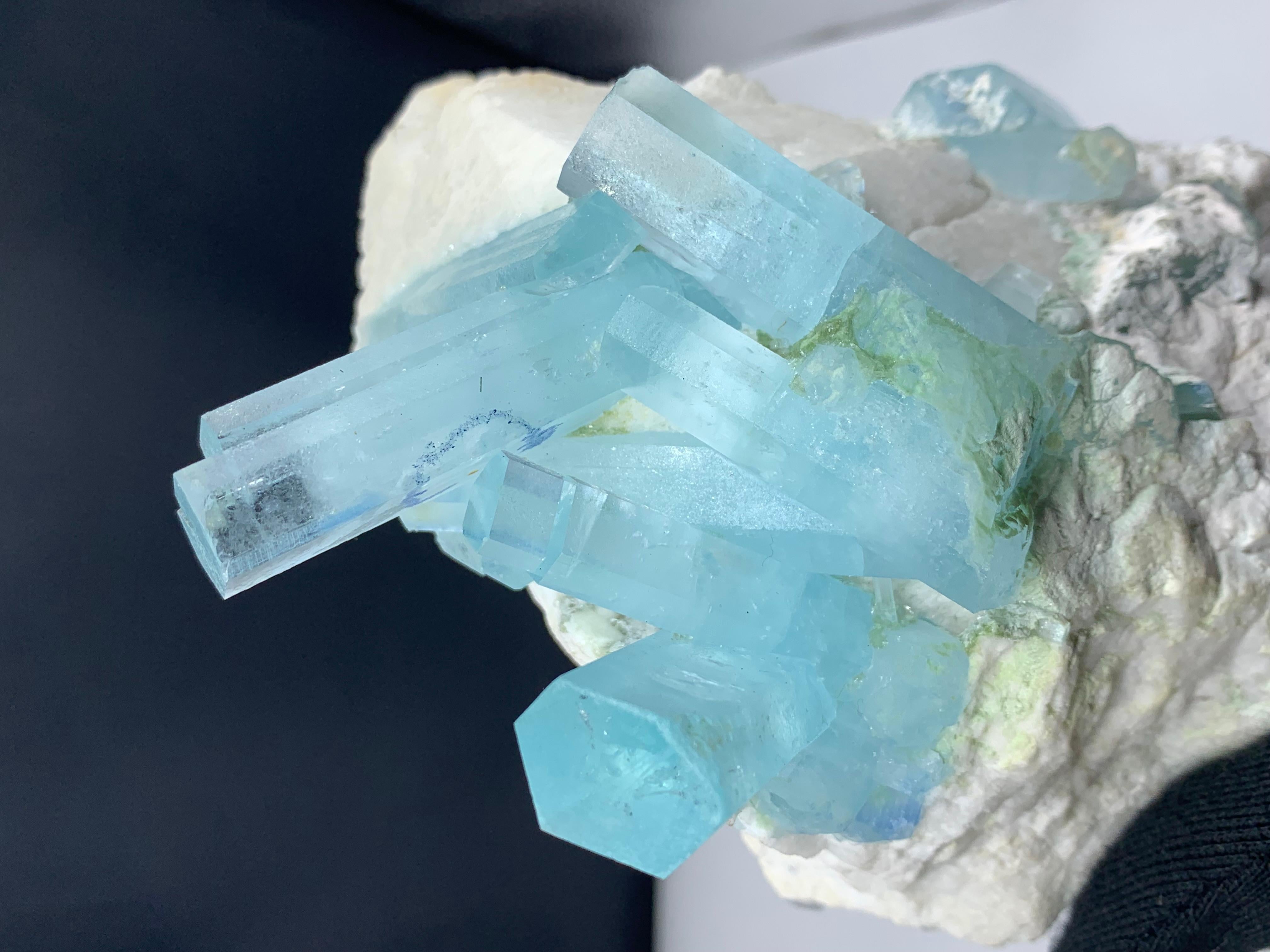 Rock Crystal 2 kg Plus Pretty Aquamarine Crystal Bunch Attach With Feldspar From Pakistan  For Sale