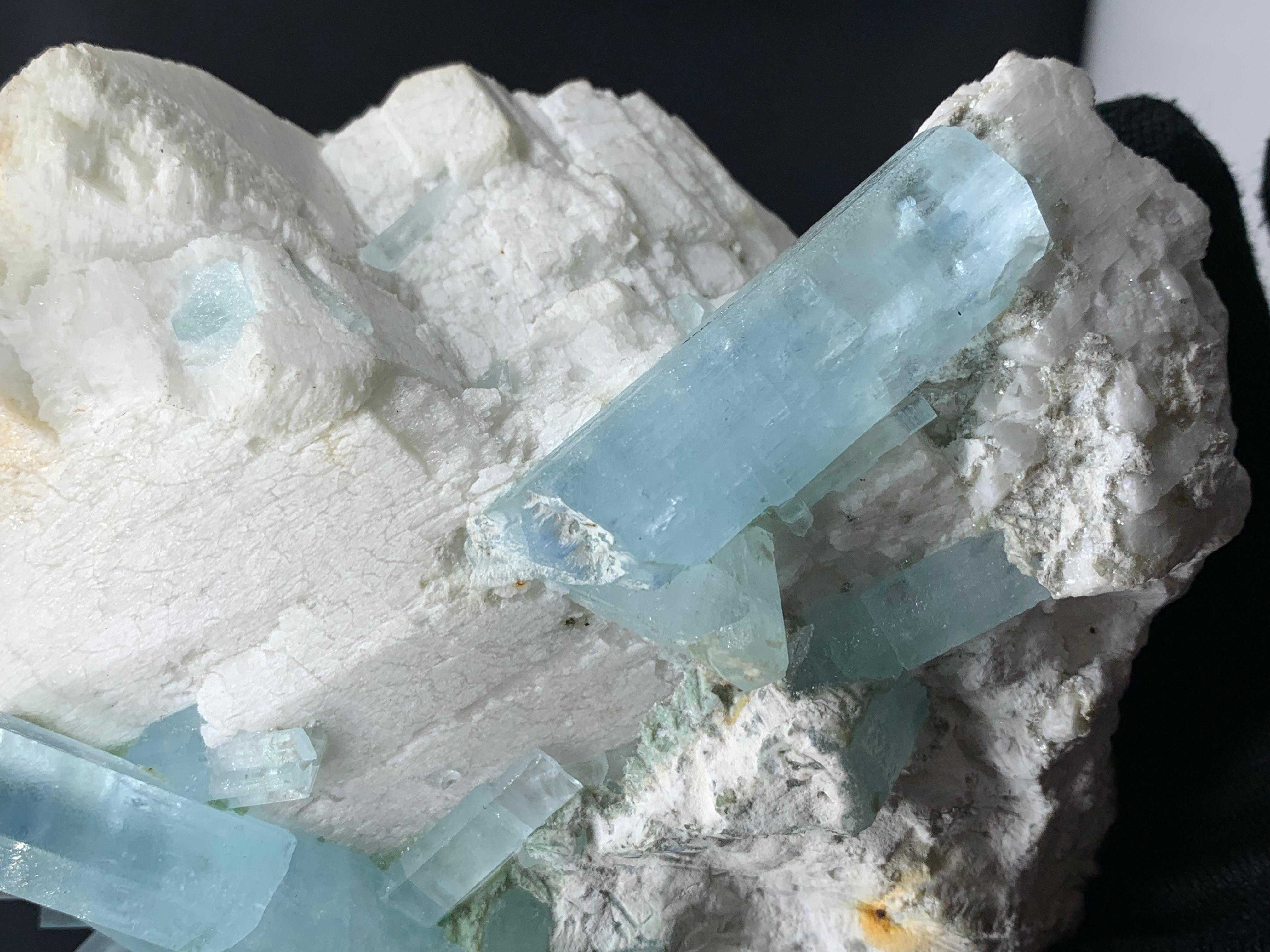 2 kg Plus Pretty Aquamarine Crystal Bunch Attach With Feldspar From Pakistan  For Sale 1