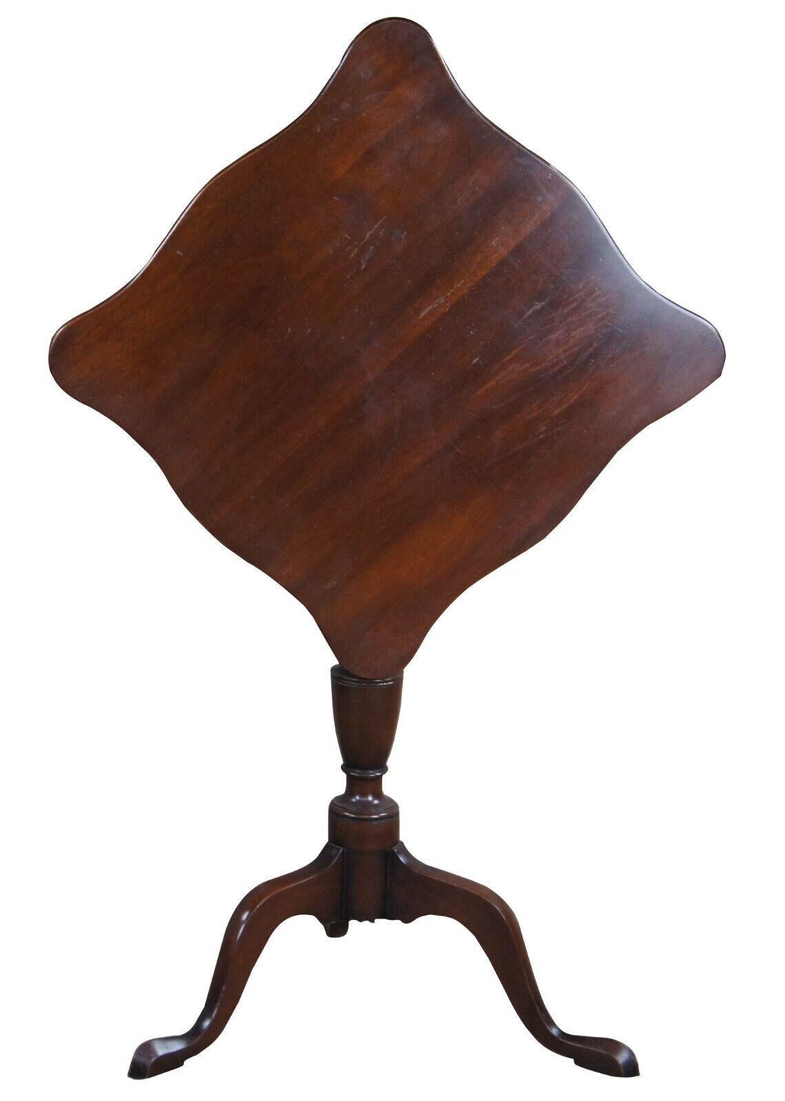 American Colonial 2 Kittinger Colonial Williamsburg Federal Mahogany Tilt Top Tables Candle Stands For Sale
