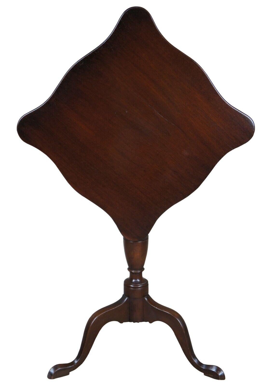 American 2 Kittinger Colonial Williamsburg Federal Mahogany Tilt Top Tables Candle Stands For Sale