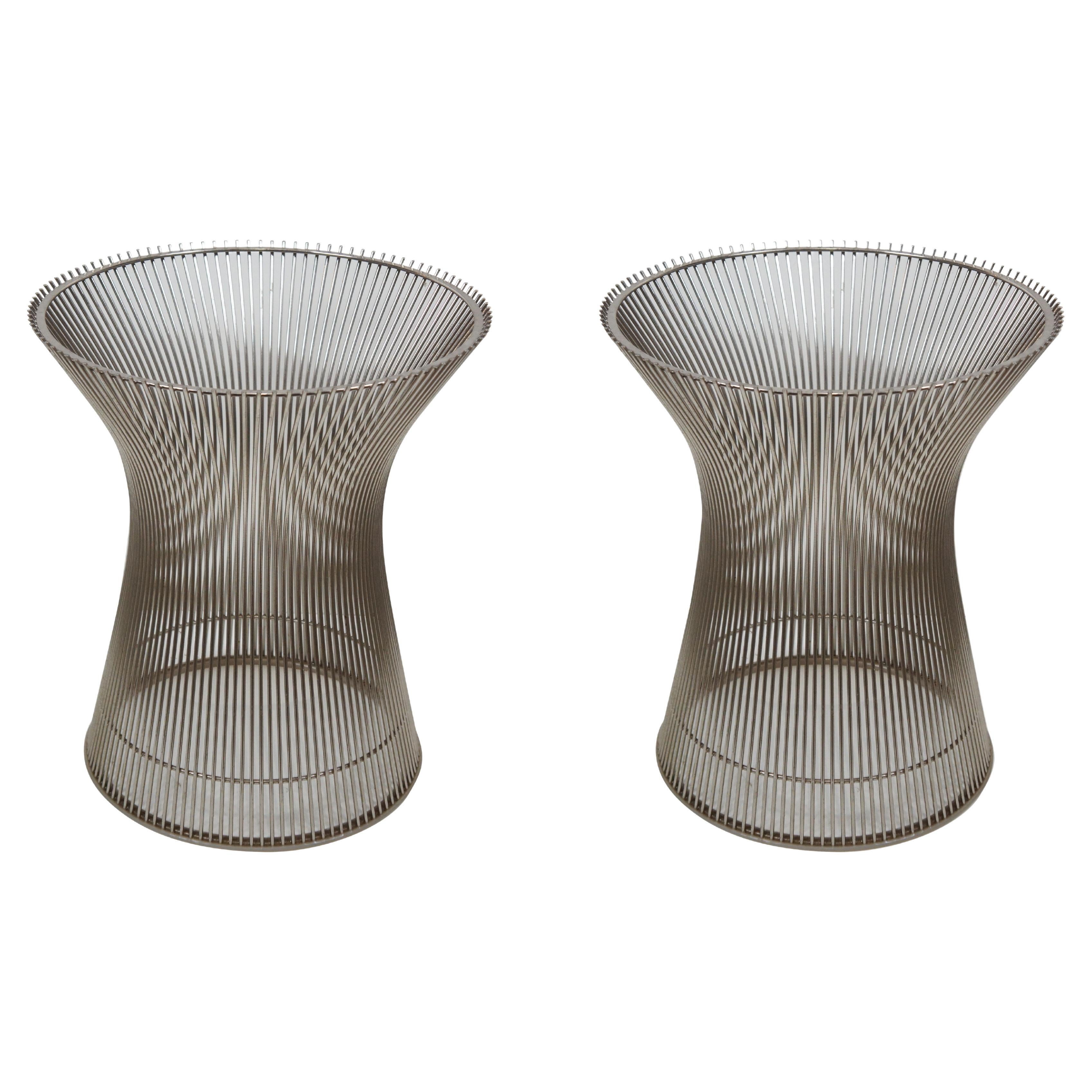 2 Knoll Warren Platner Polished Nickel Side End Tables 3701T MCM 18" For Sale