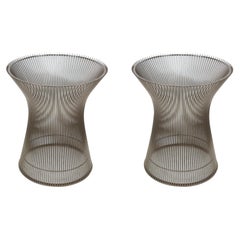 2 Knoll Warren Platner Polished Nickel Side End Tables 3701T MCM 18"