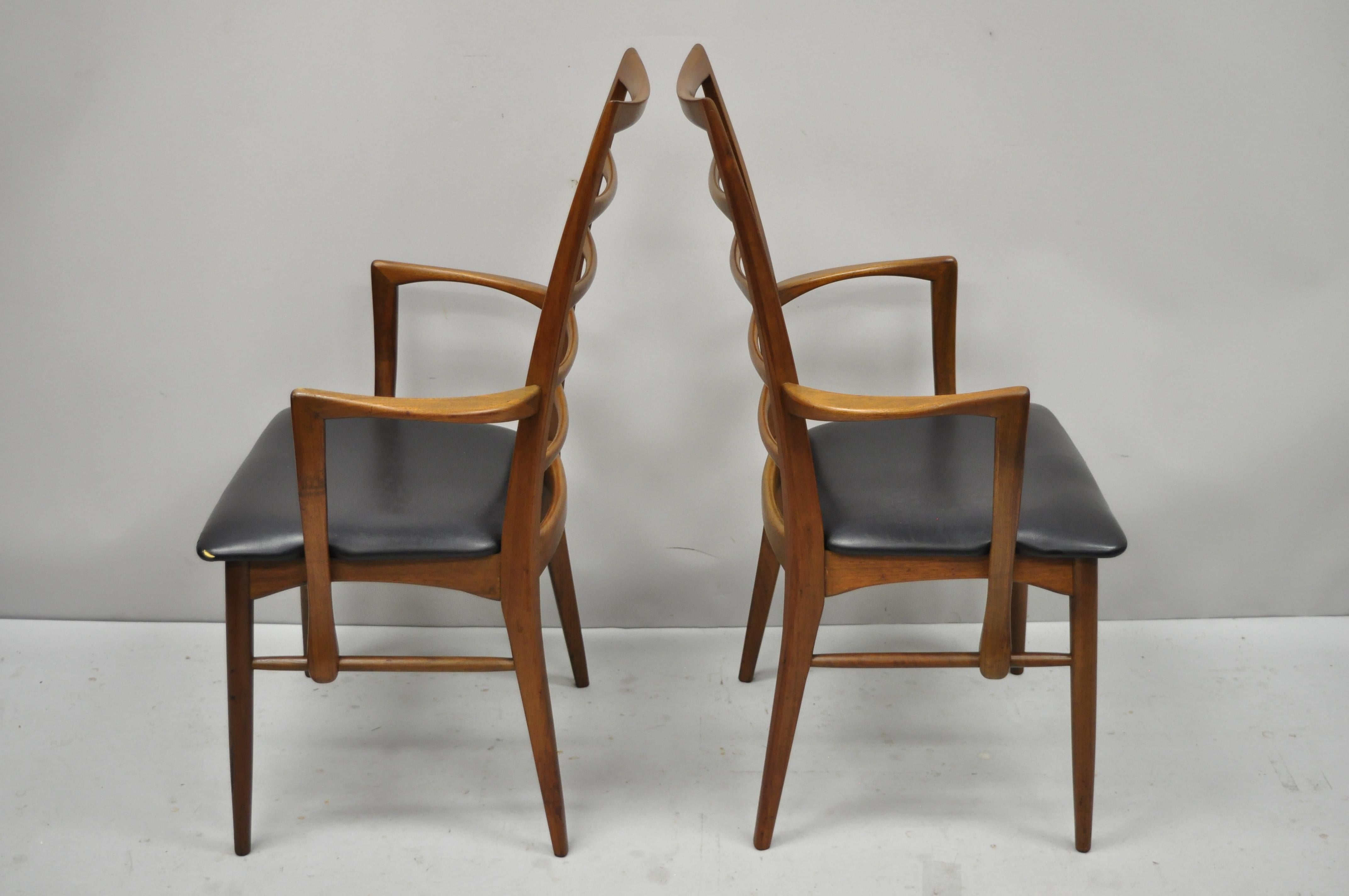 2 Koefoed Hornslet Midcentury Danish Modern Teak Ladder Back Dining Armchairs 4