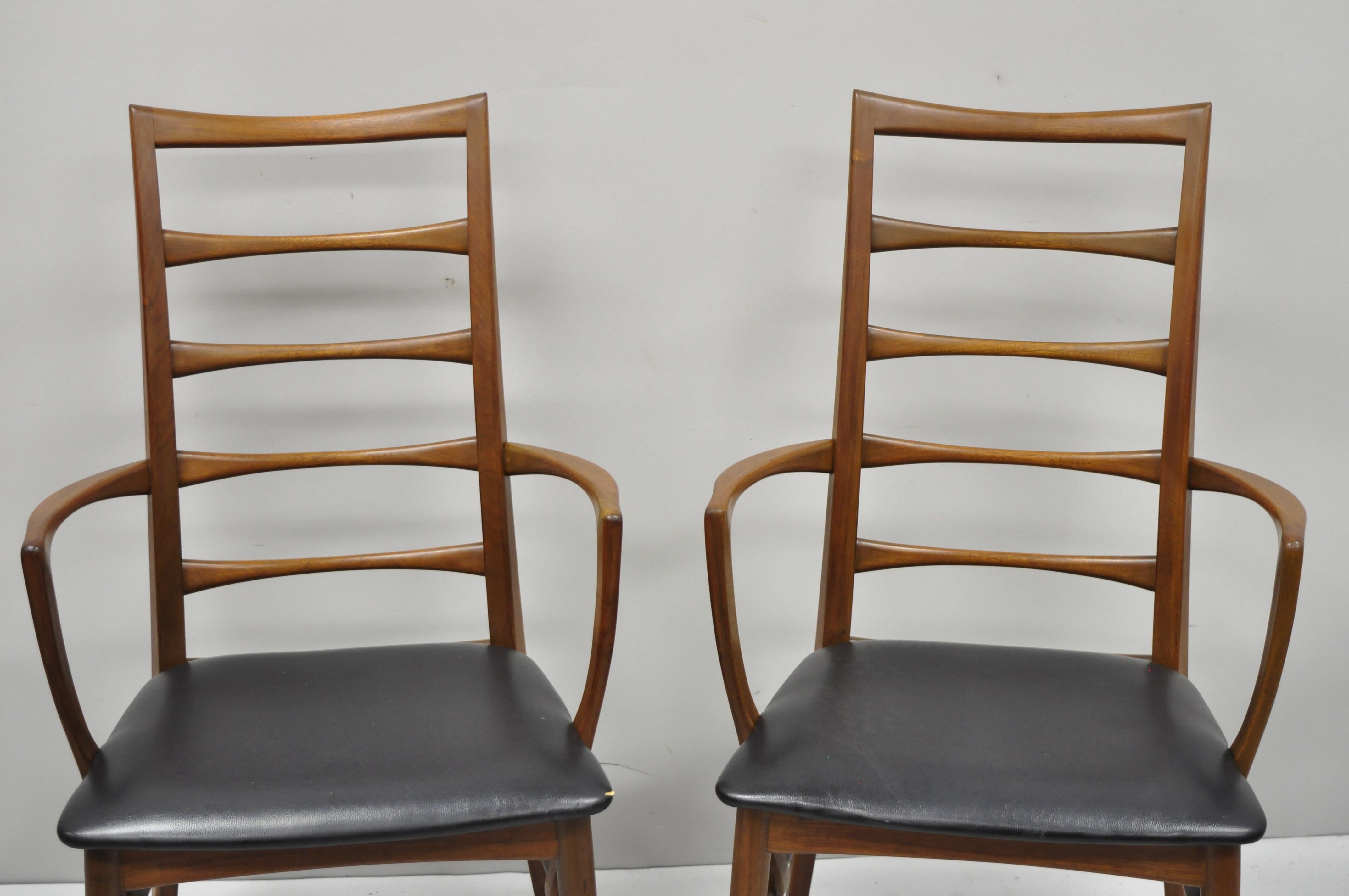 Mid-Century Modern 2 Koefoed Hornslet Midcentury Danish Modern Teak Ladder Back Dining Armchairs