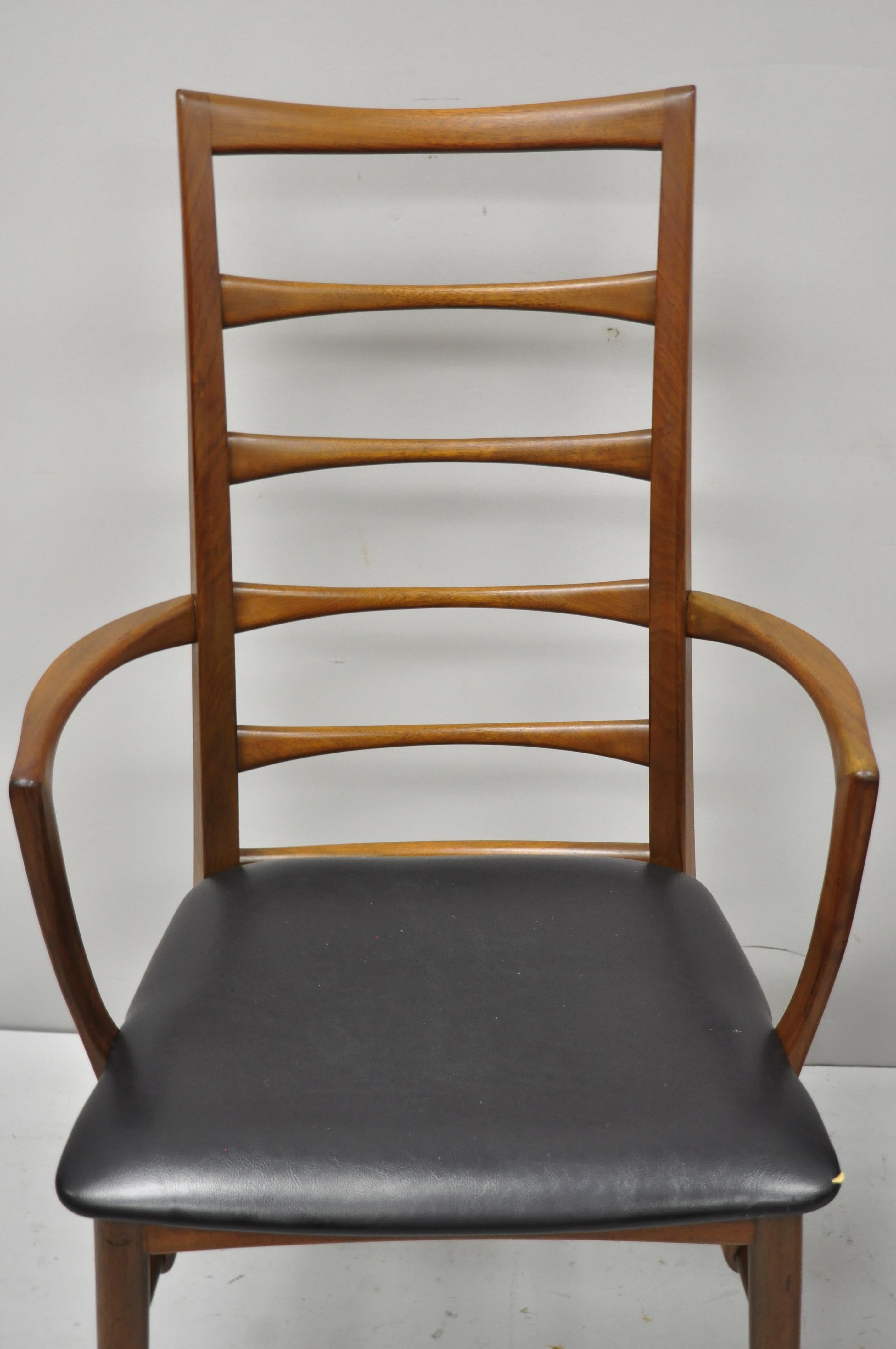 2 Koefoed Hornslet Midcentury Danish Modern Teak Ladder Back Dining Armchairs In Good Condition In Philadelphia, PA