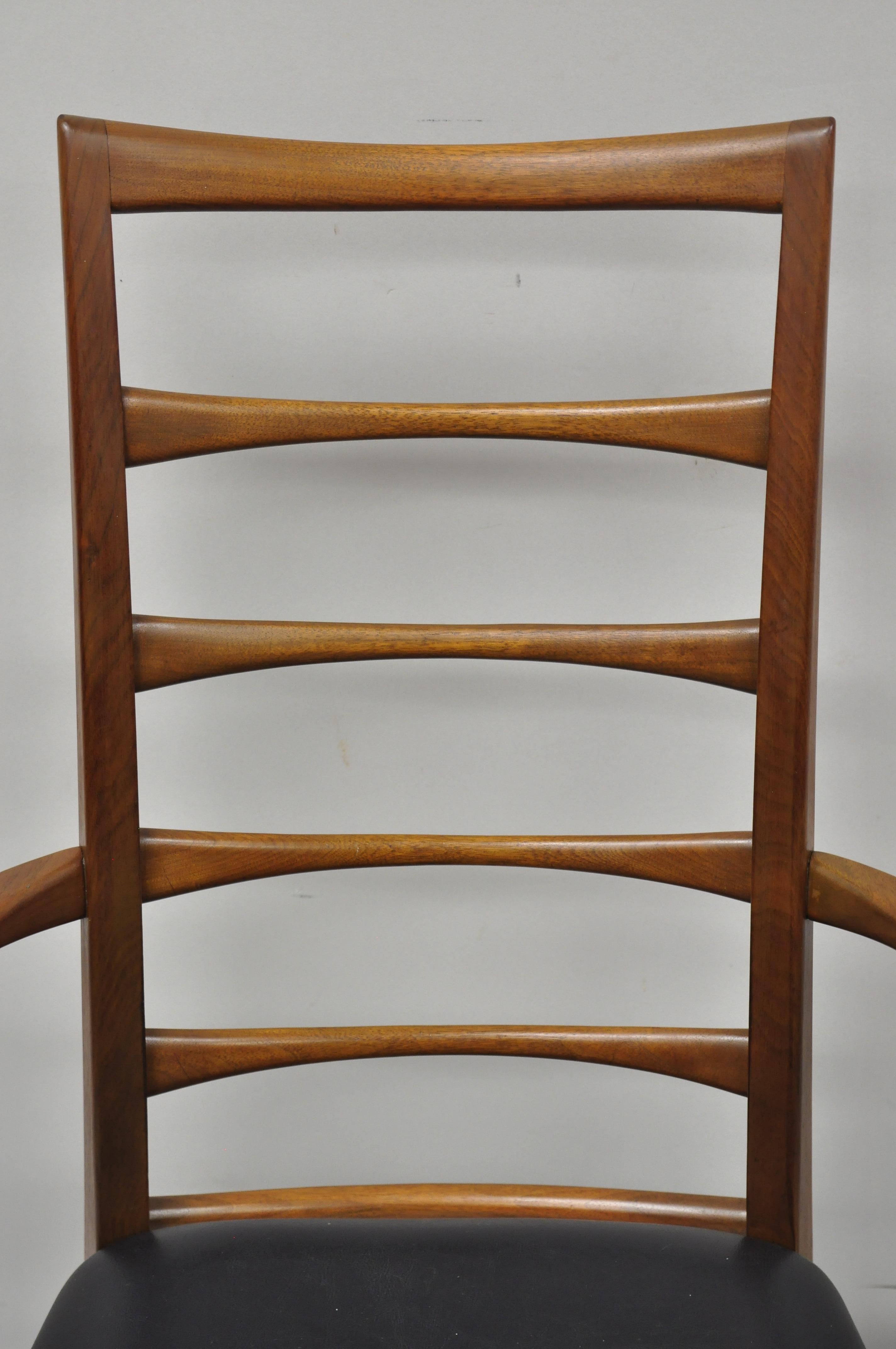 20th Century 2 Koefoed Hornslet Midcentury Danish Modern Teak Ladder Back Dining Armchairs