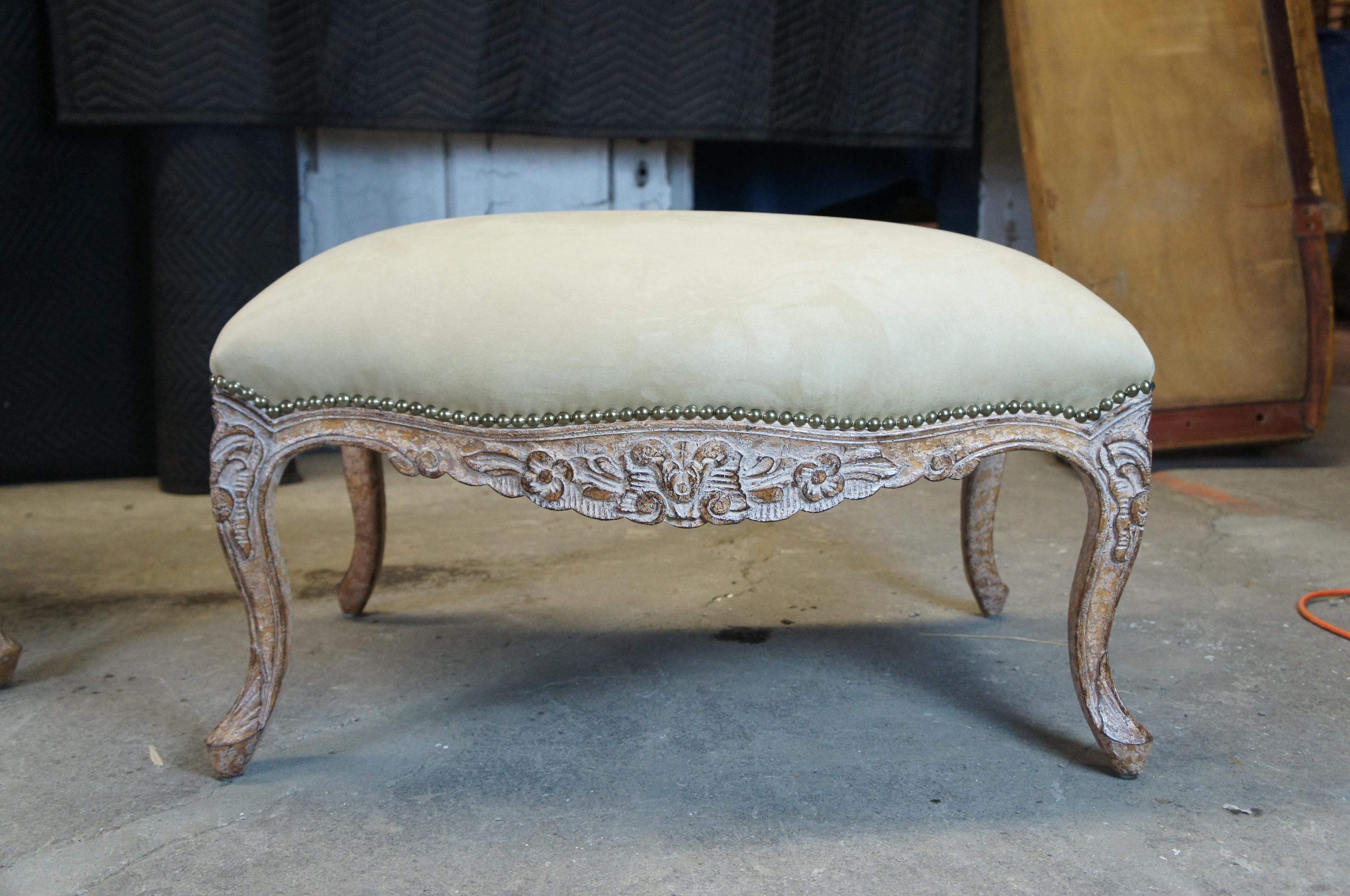 2 Kreiss Luxury Marquesa Lounge Club Bergere Chairs & Ottoman Spanish Revival 1