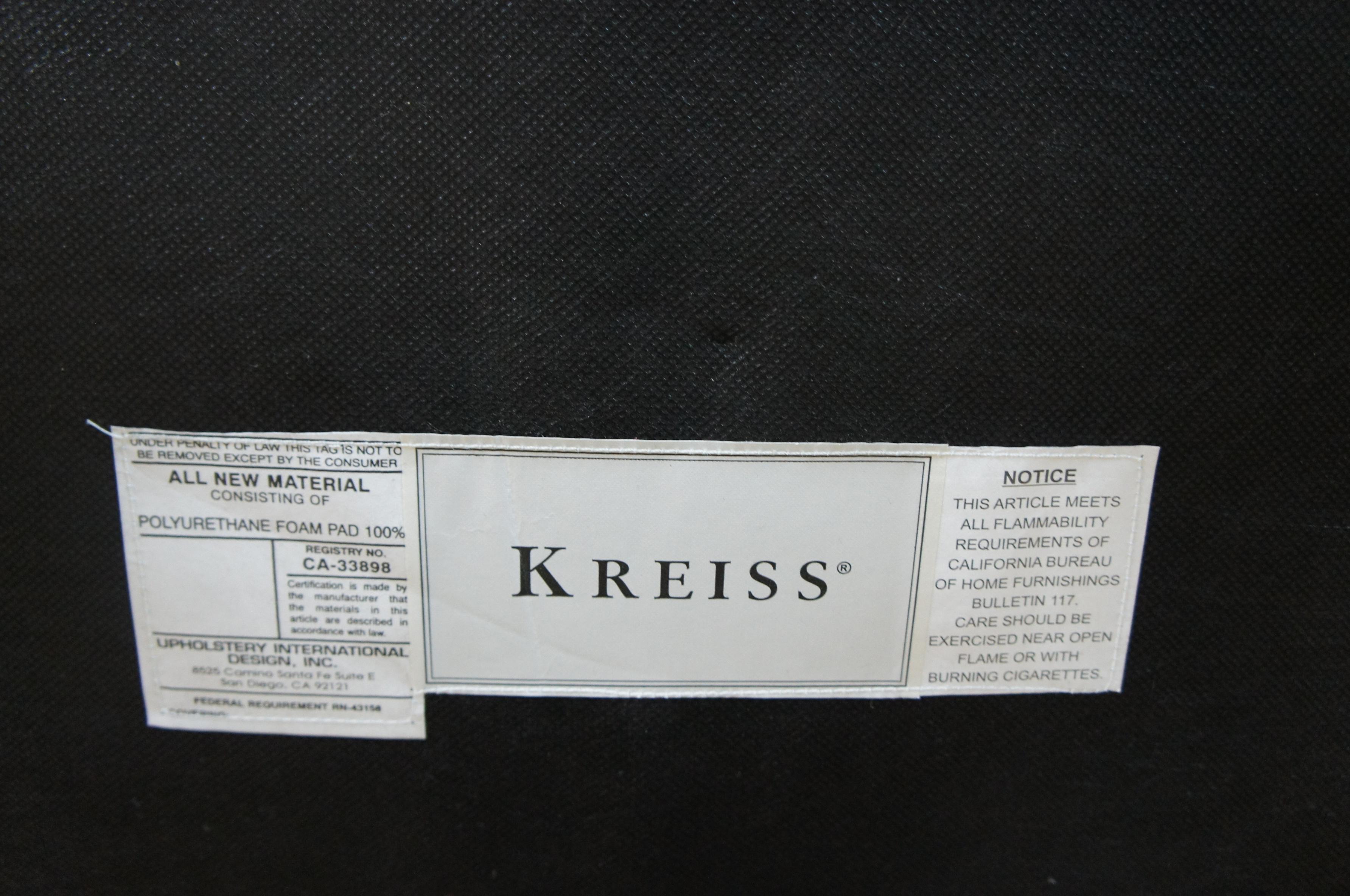 2 chaises à accoudoirs en acajou et osier avec dossier en daim The Modernity Empire Style Kreiss en vente 8