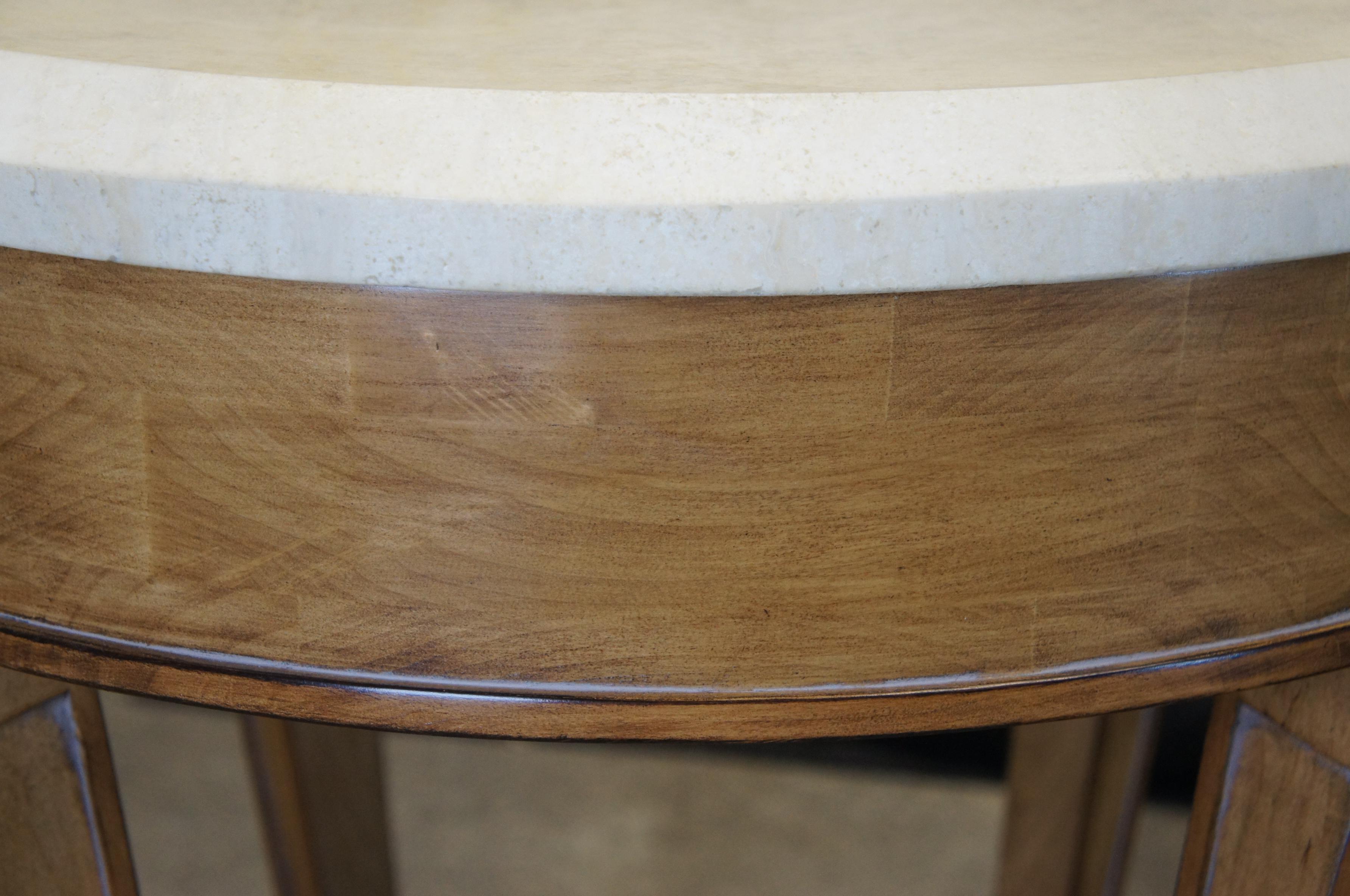 2 Kreiss Renaissance End Tables Travertine Top Bedside Nightstands Empire Style 5