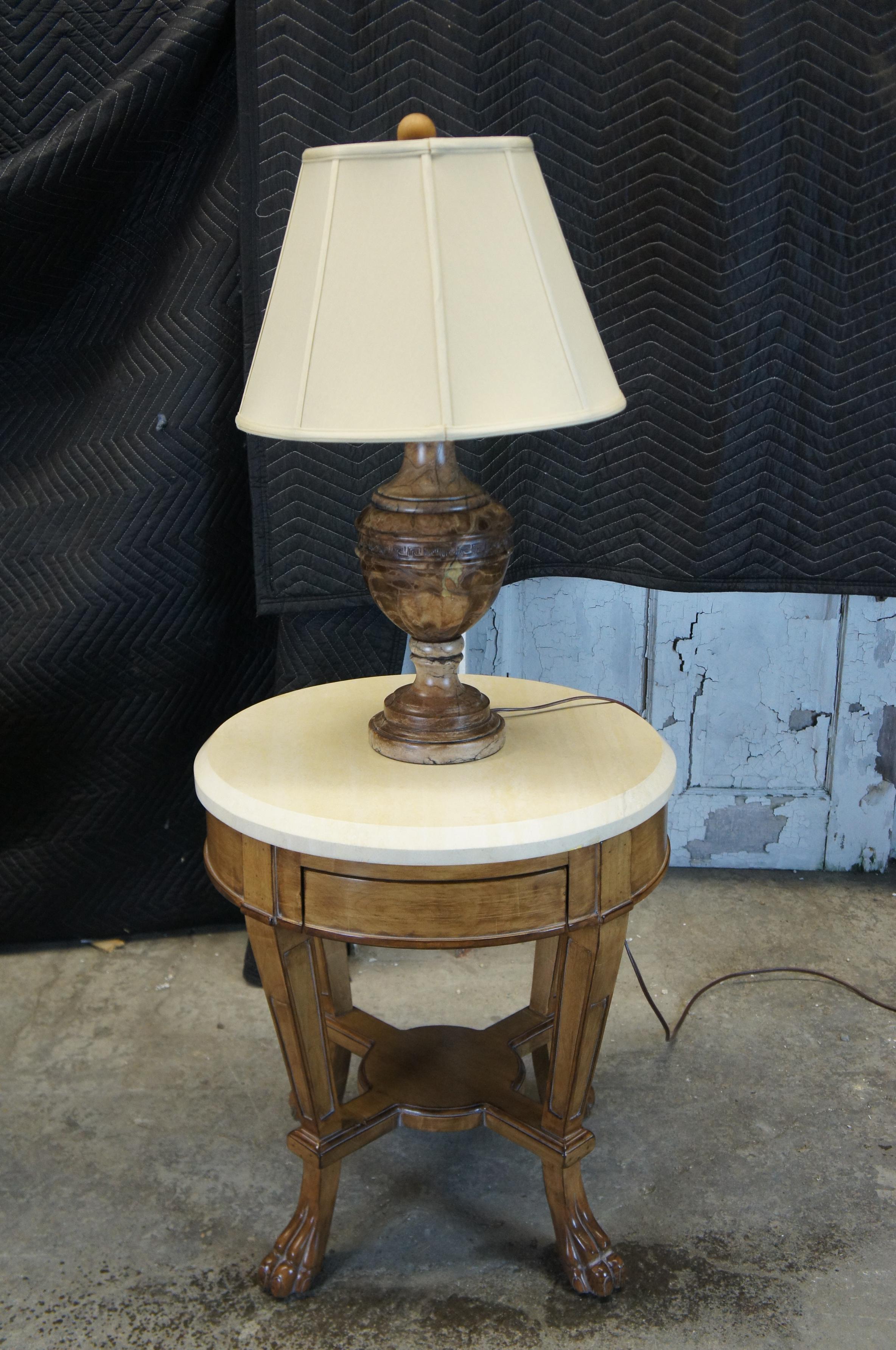2 Kreiss Renaissance End Tables Travertine Top Bedside Nightstands Empire Style 6