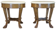 2 Kreiss Renaissance End Tables Travertine Top Bedside Nightstands Empire Style