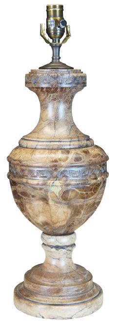2 Kreiss Solid Carved Marble Grecian Style Trophy Urn Buffet Table Lamps