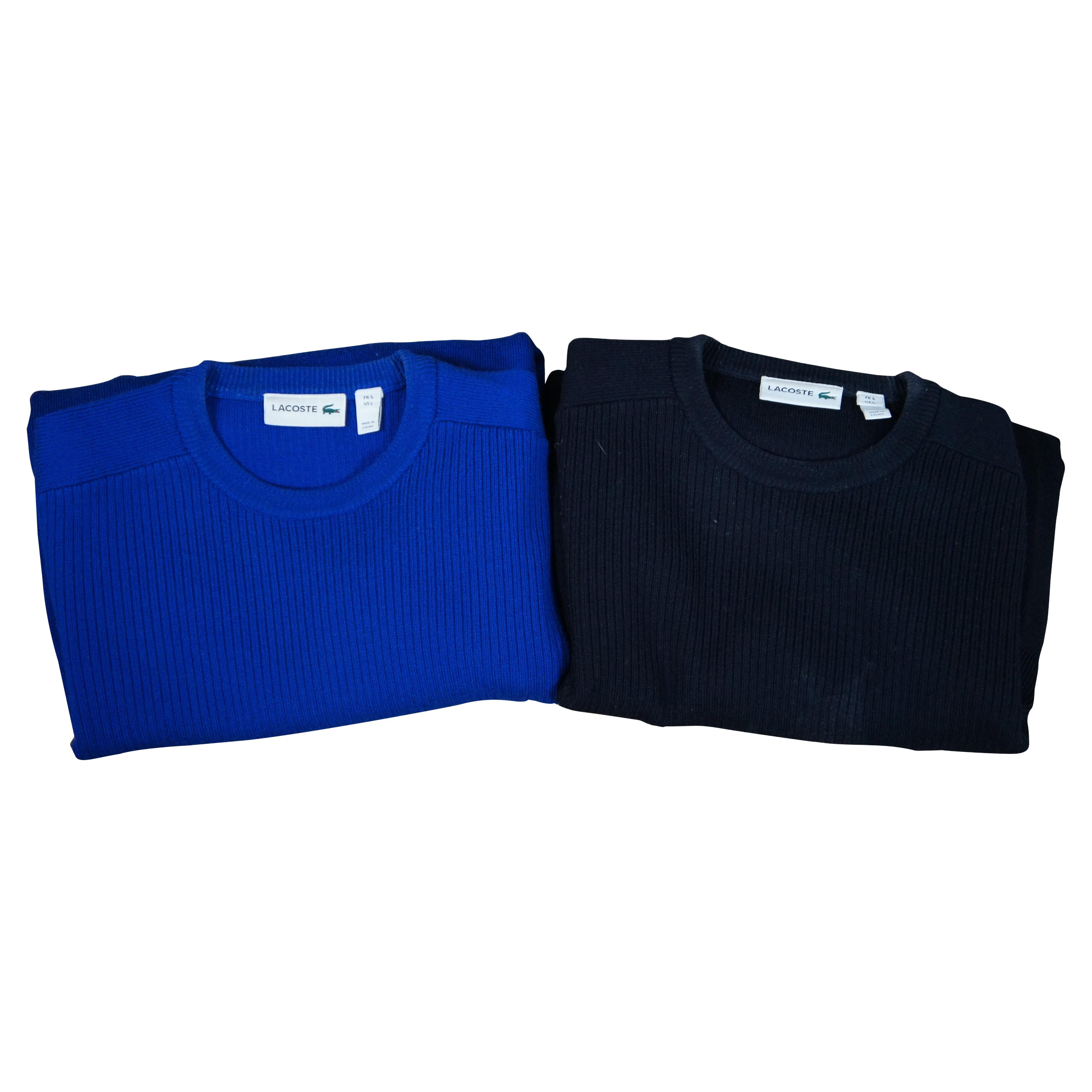 2 Lacoste Sports D'Hiver Pull Over Sweaters Black Blue Mens 5 L