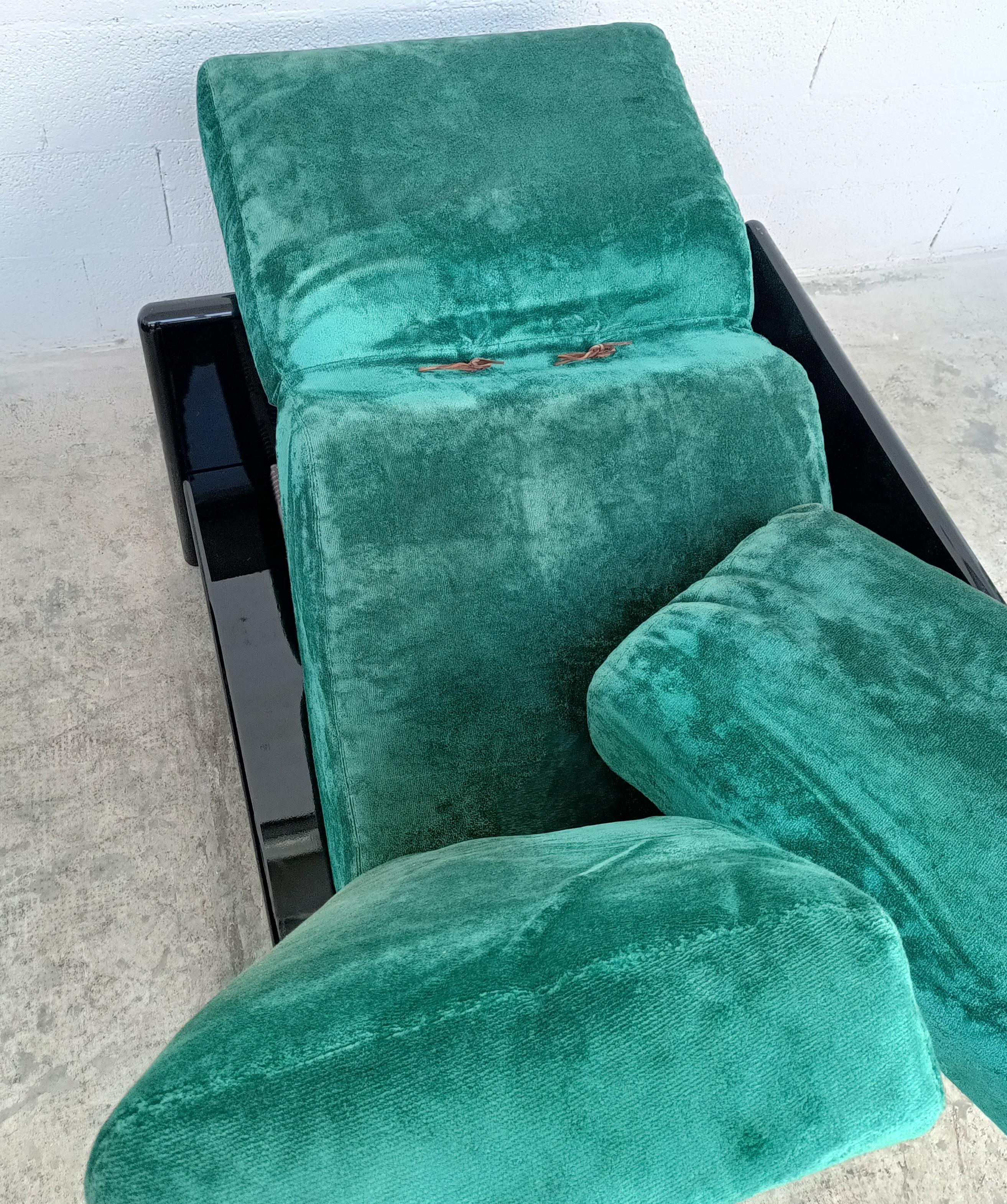 2 Lacquered and Green Velvet Simone Armchairs by Dino Gavina for Simon 70s 4