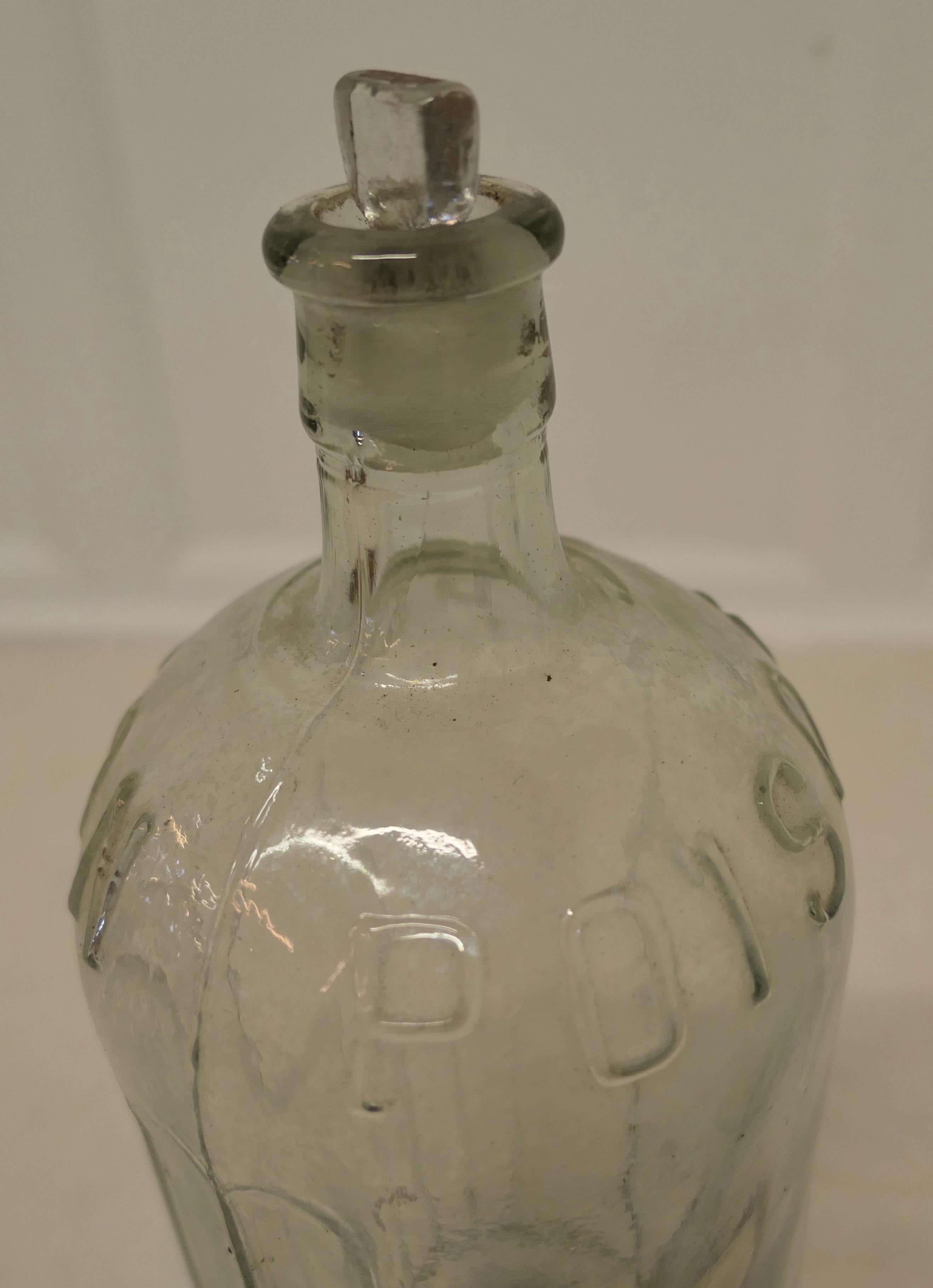 Late 19th Century 2 Large 19th Century Clear Glass Pharmacy Poison Bottles For Sale