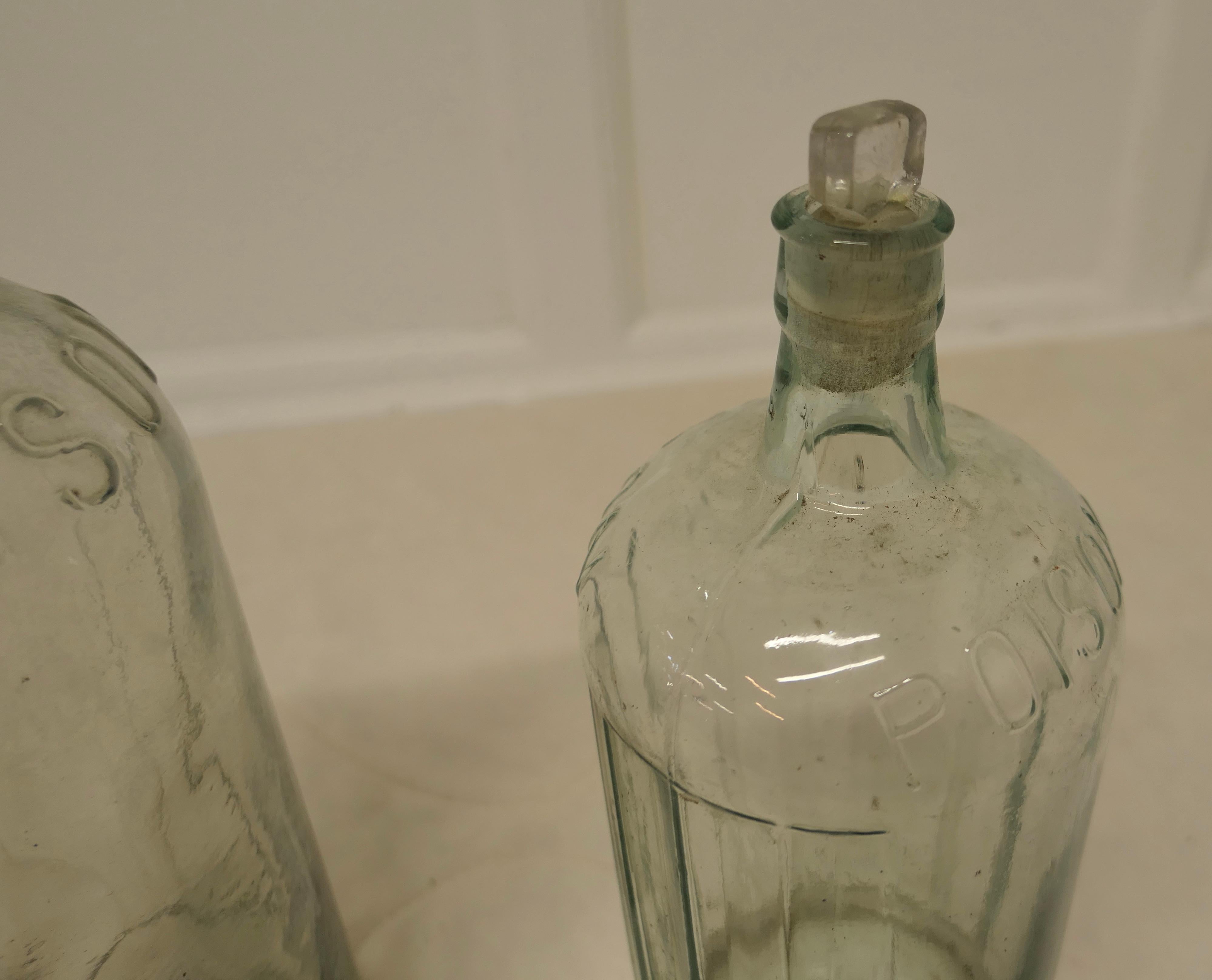 2 Large 19th Century Clear Glass Pharmacy Poison Bottles For Sale 1