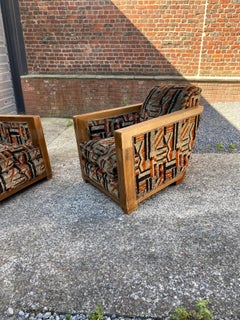 2 Large and Deep Art Deco walnut Armchairs, circa 1930