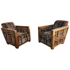 2 Poltrone grandi e profonde in noce Art Déco, circa 1930