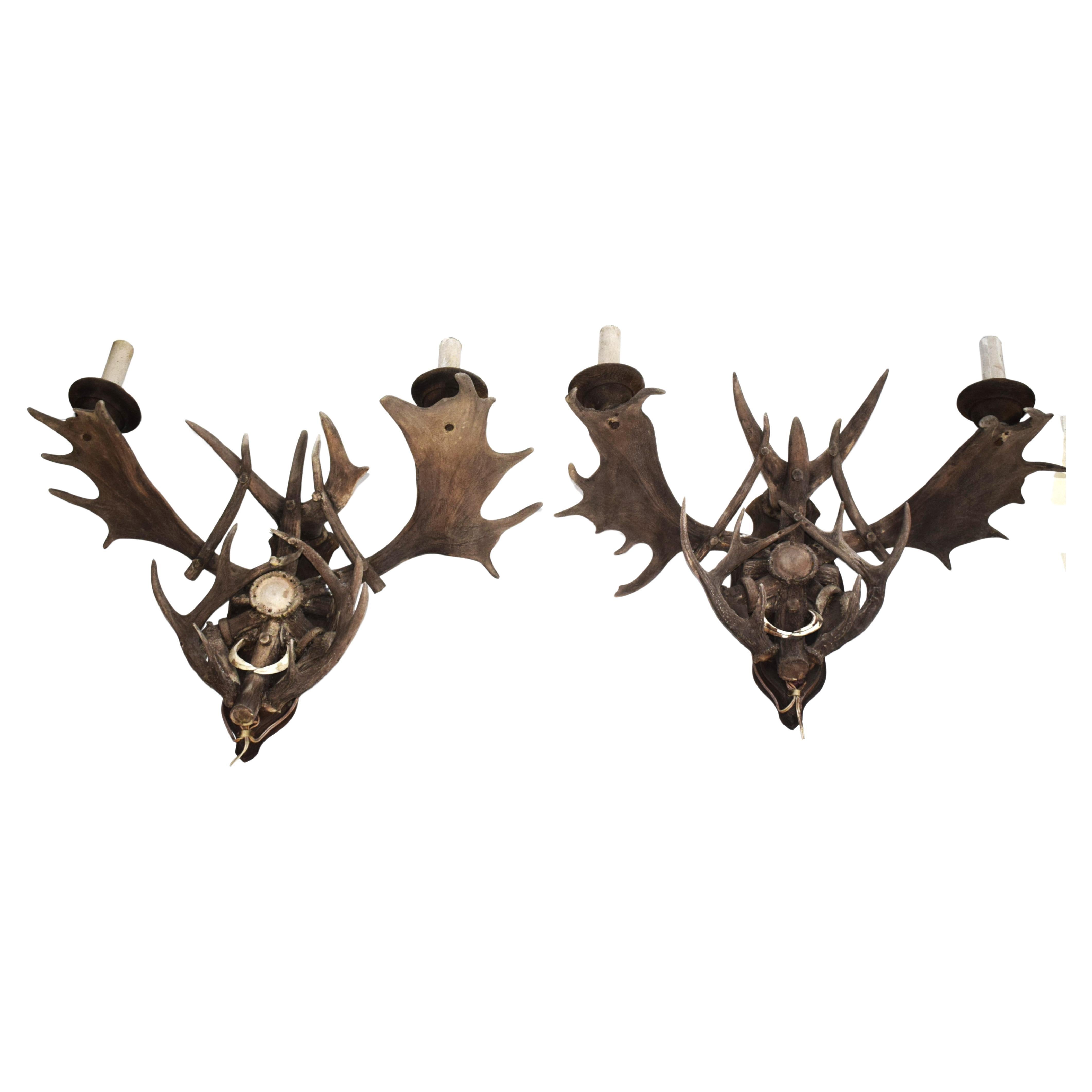 2 large, antique antler wall sconces from a hunting lodge in Austria