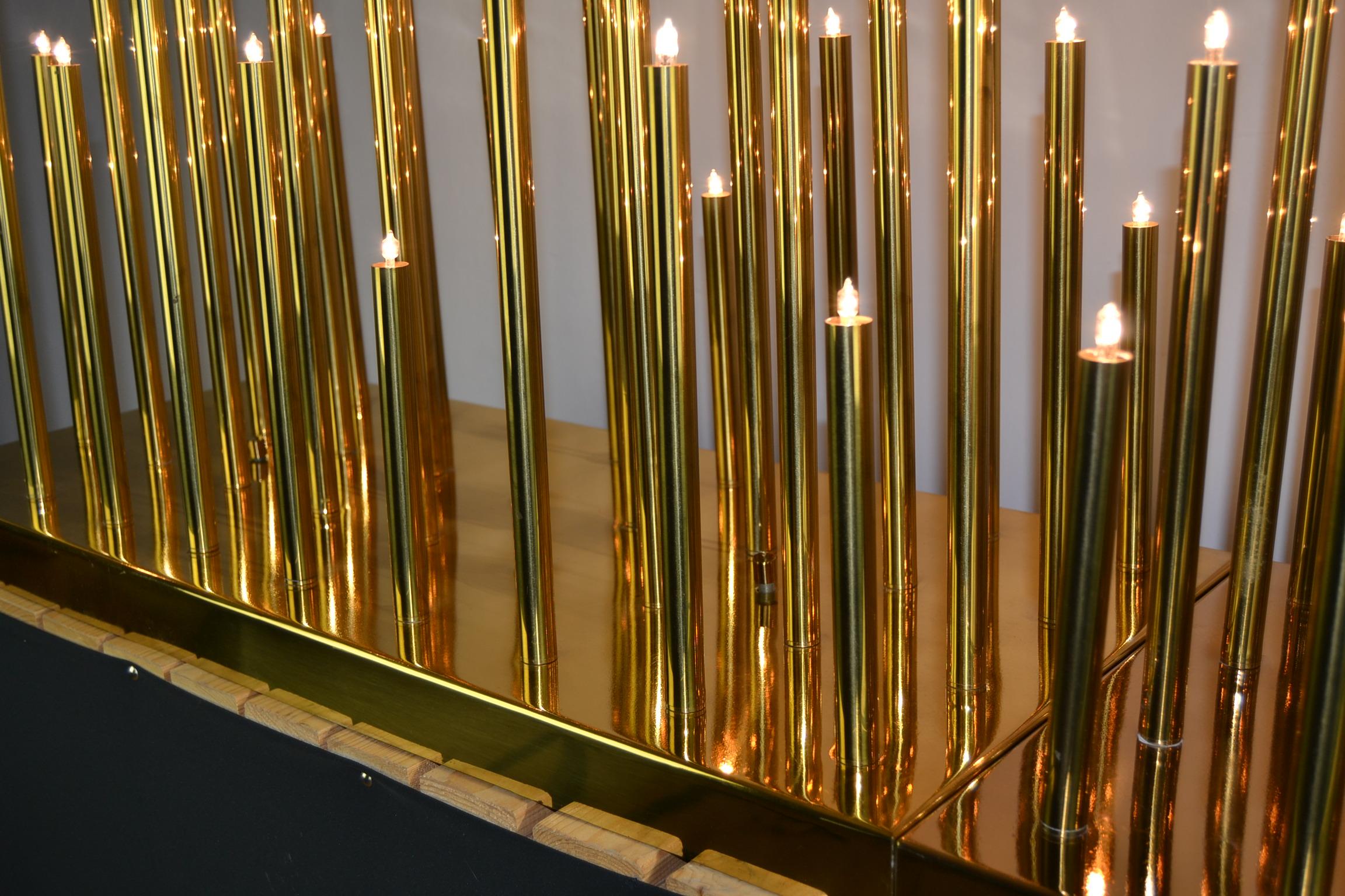 2 Large Brass Flush Mount Lights, Sciolari for Boulanger, 1970s 4
