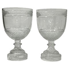 Vintage Large high Diamond Cut Crystal Footed Bowl Vases