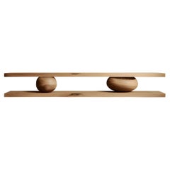 2 Large Floating Shelves with 2 Sculptural Wooden Pebble Sereno by Joel Escalona