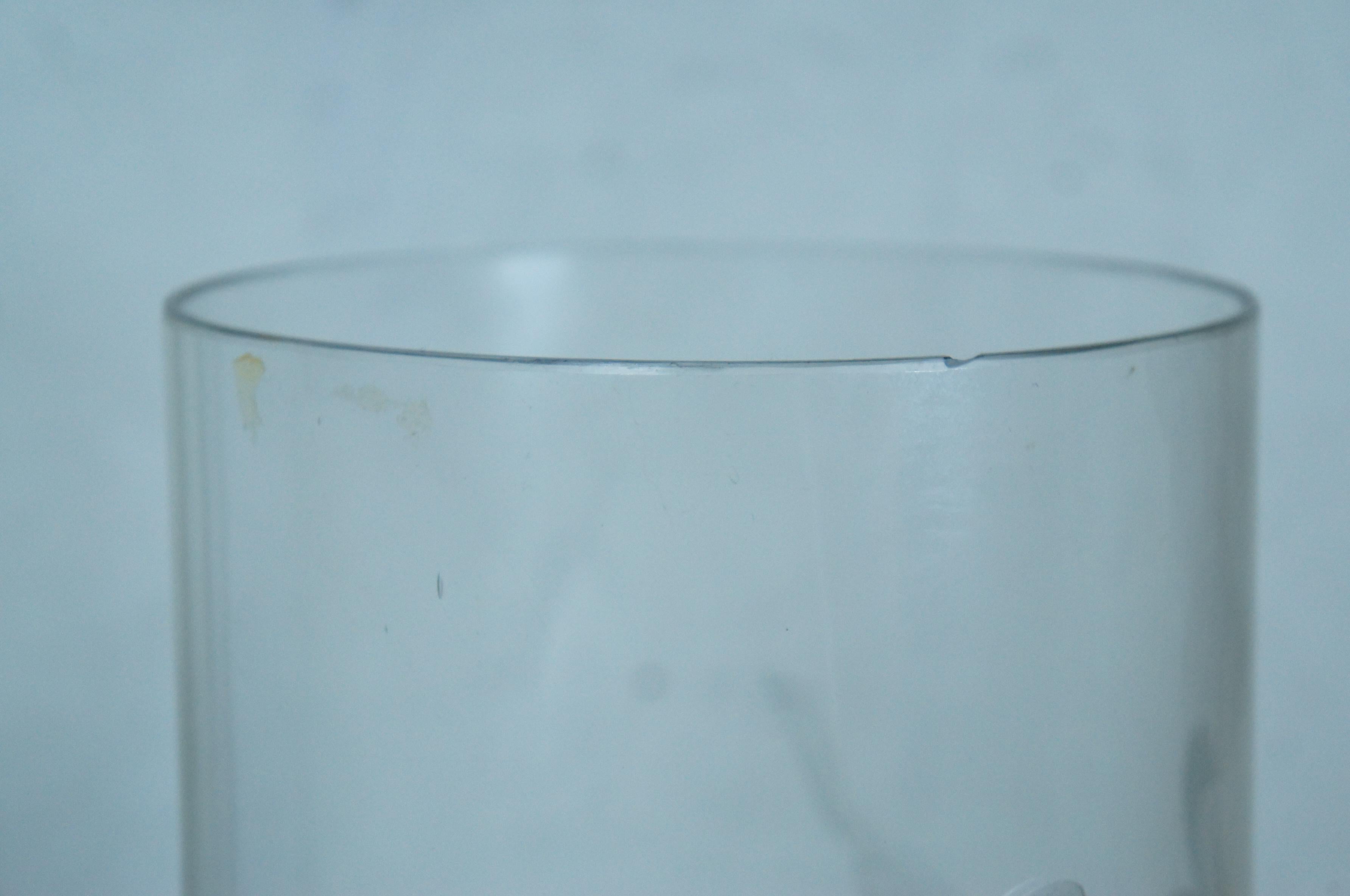 20th Century 2 Large Floral Etched Tall Glass Cylinder Hurricane Candle Shades 8
