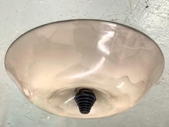 2 Large Italian Mid-Century Modern Venetian Glass Flush Mounts / Pendants