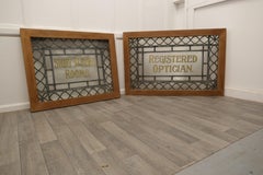 2 Large Leaded Glass Optician’s Window Signs