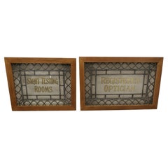 2 Large Leaded Glass Optician’s Window Signs