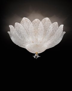 2 Murano or Venetian Dew Glass, Floral Form, Flush Mount Chandeliers, Lalique
