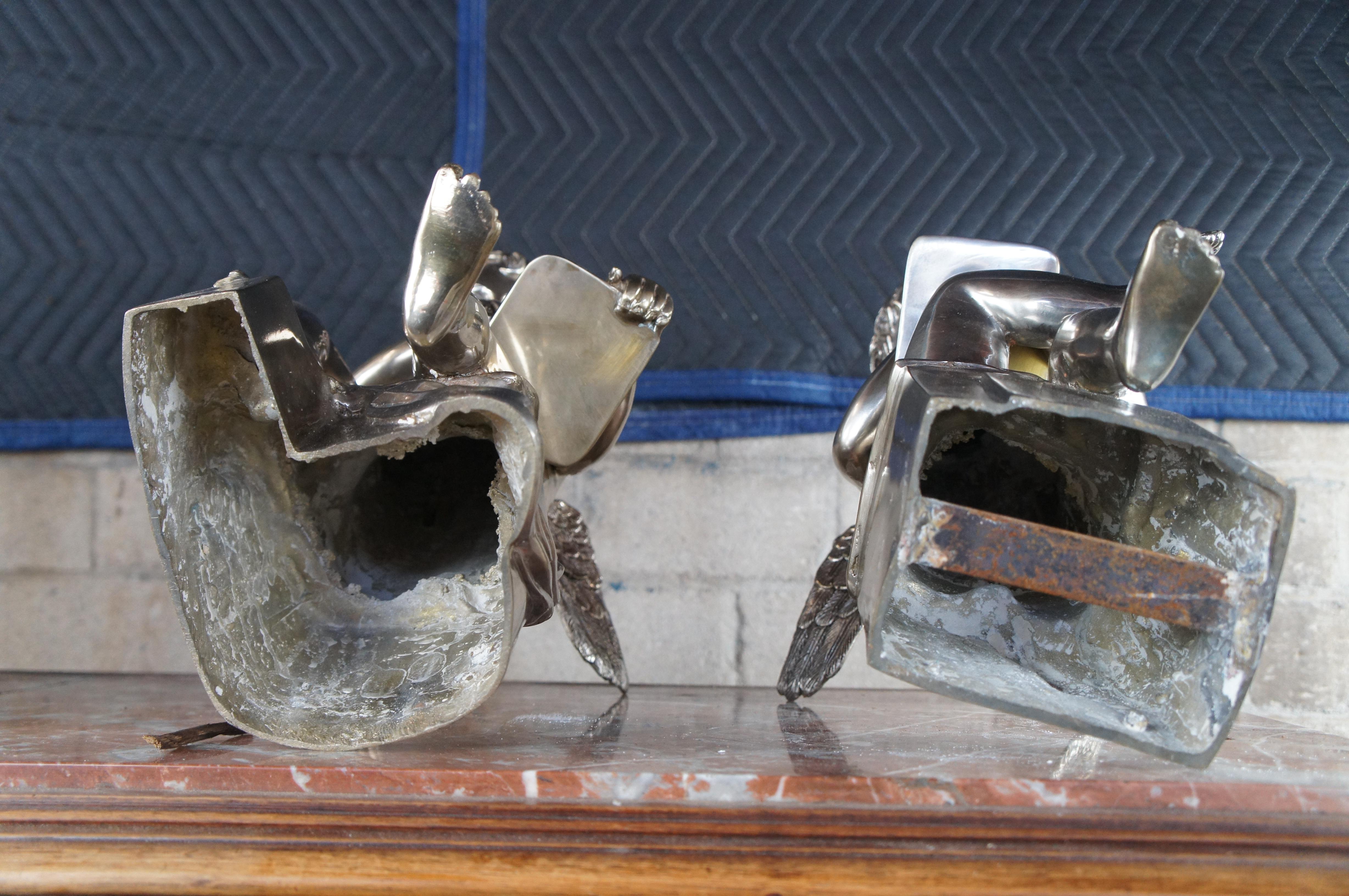 2 Grandi sculture neoclassiche d'argento in argento con figure di angeli e cherubini in vendita 4